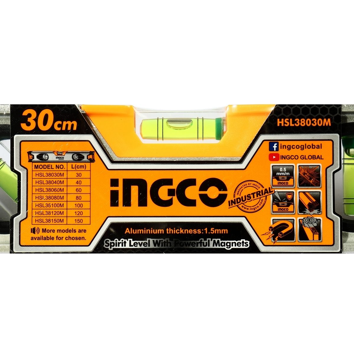 HSL38030M ระดับน้ำ30CM(12 นิ้ว)+แม่เหล็ก