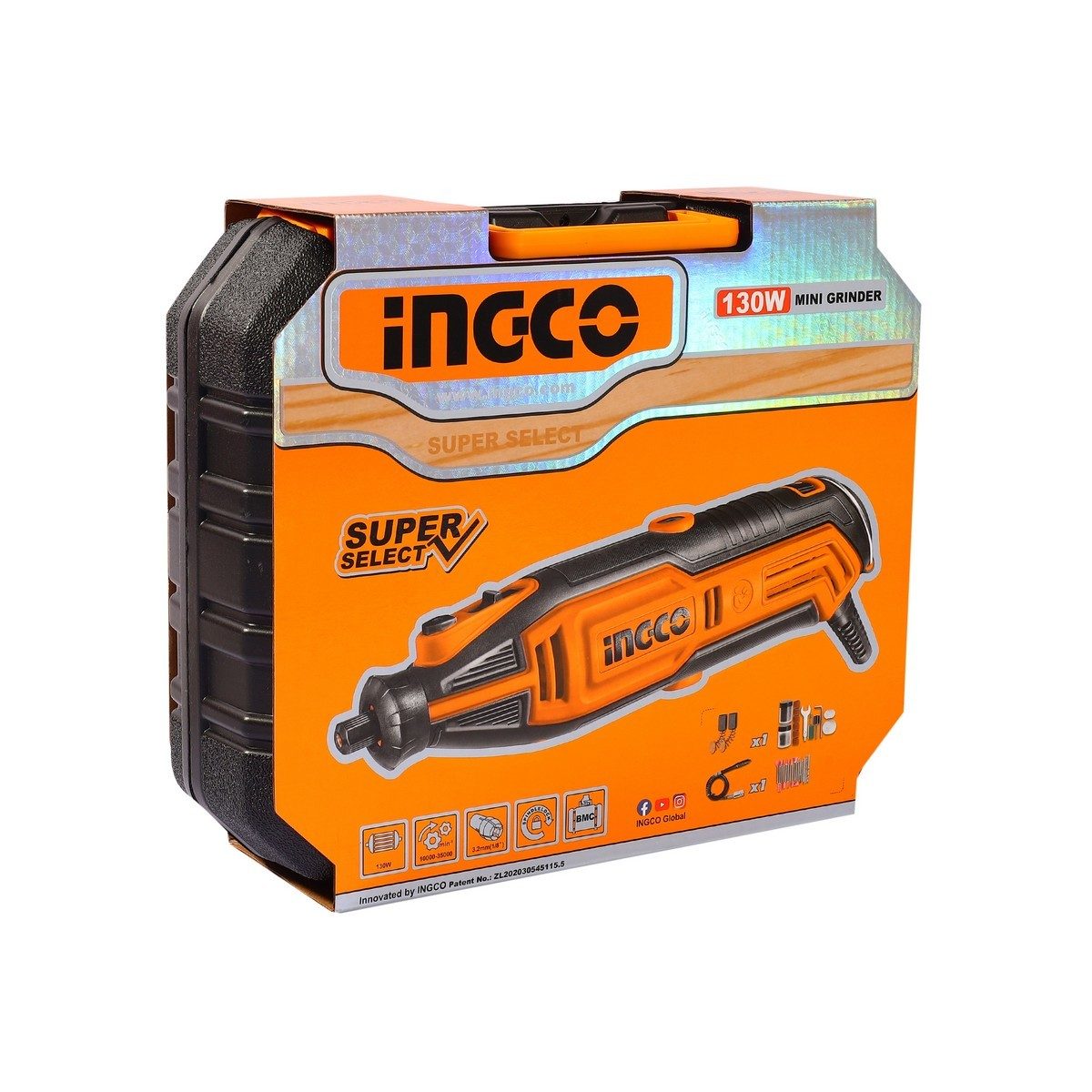 INGCO เครื่องเจียสายอ่อน 130 วัตต์ ขนาดหัวจับดอก 3.2 มม. / 2.3 มม. รุ่น MG13328 ความเร็วรอบ 10,000 - 35,000 รอบ/นาที สามารถปรับควบคุมความเร็