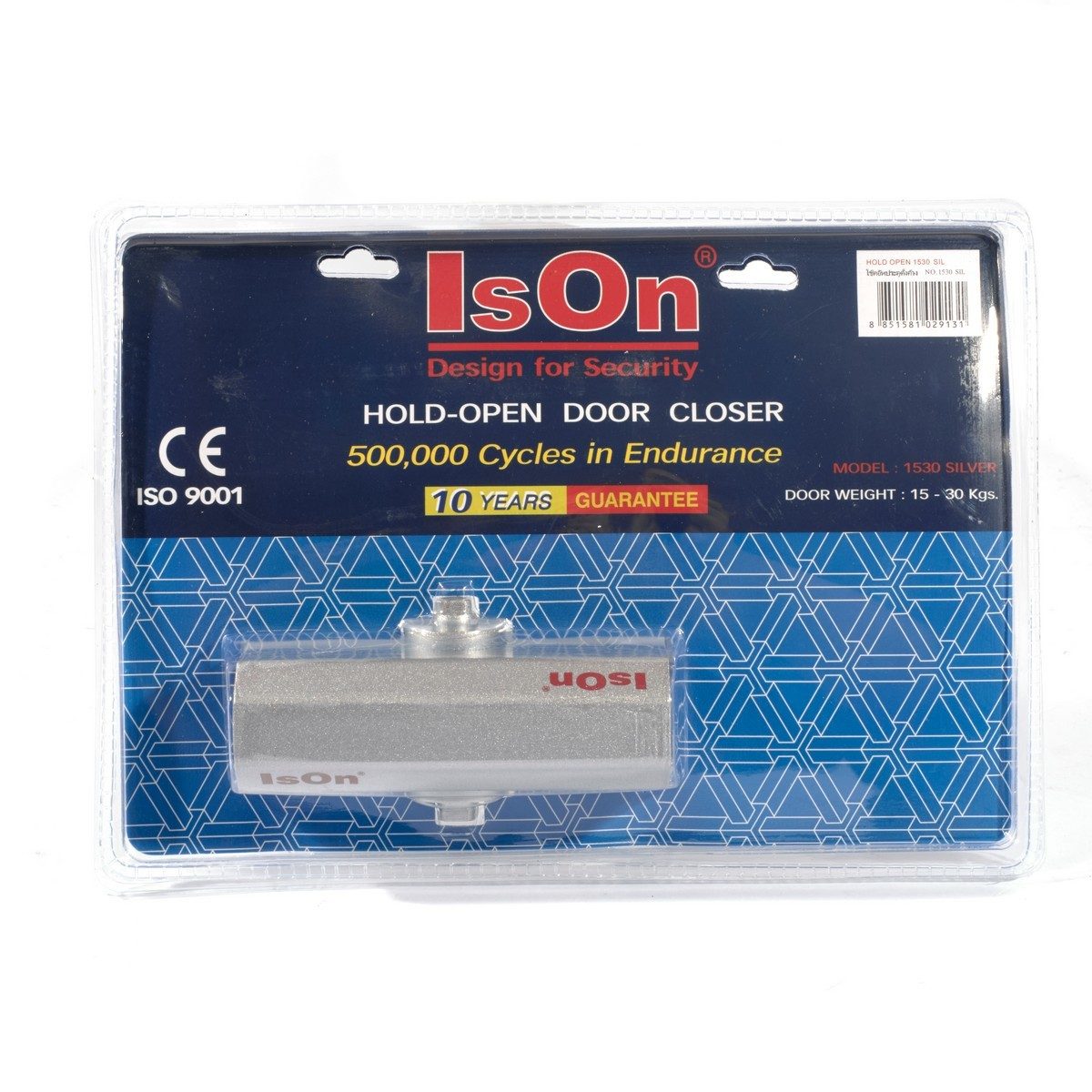 ISON โช๊คอัพประตู รุ่น 1530 แบบตั้งค้างได้ สีเงิน รับน้ำหนักประตู 15-30 กิโลกรัม จังหวะการปิด แบบ 2 จังหวะ และสามารถปรับความเร็วได้ (อีสออน)