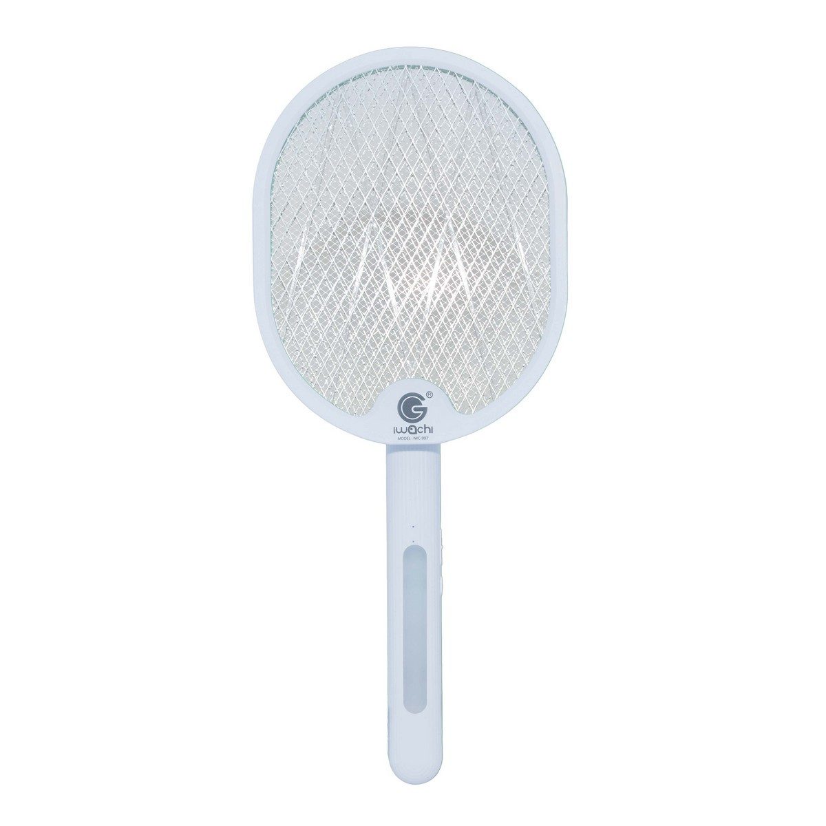 IWACHI ไม้ตียุง 4 IN 1 ทรงรี ใช้สำหรับตียุง ล่อยุง ( พับได้,แขวนได้)  มีระบบแสง UV 3800V เป็นแบบชาร์จแบต USB ไม่เปลืองไฟ ระบบตาข่าย 3 ชั้น พ