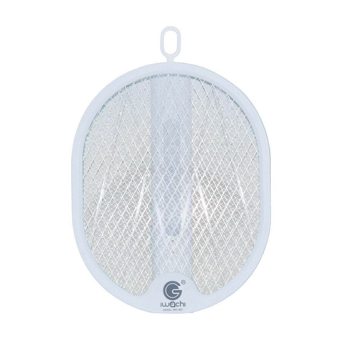 IWACHI ไม้ตียุง 4 IN 1 ทรงรี ใช้สำหรับตียุง ล่อยุง ( พับได้,แขวนได้)  มีระบบแสง UV 3800V เป็นแบบชาร์จแบต USB ไม่เปลืองไฟ ระบบตาข่าย 3 ชั้น พ
