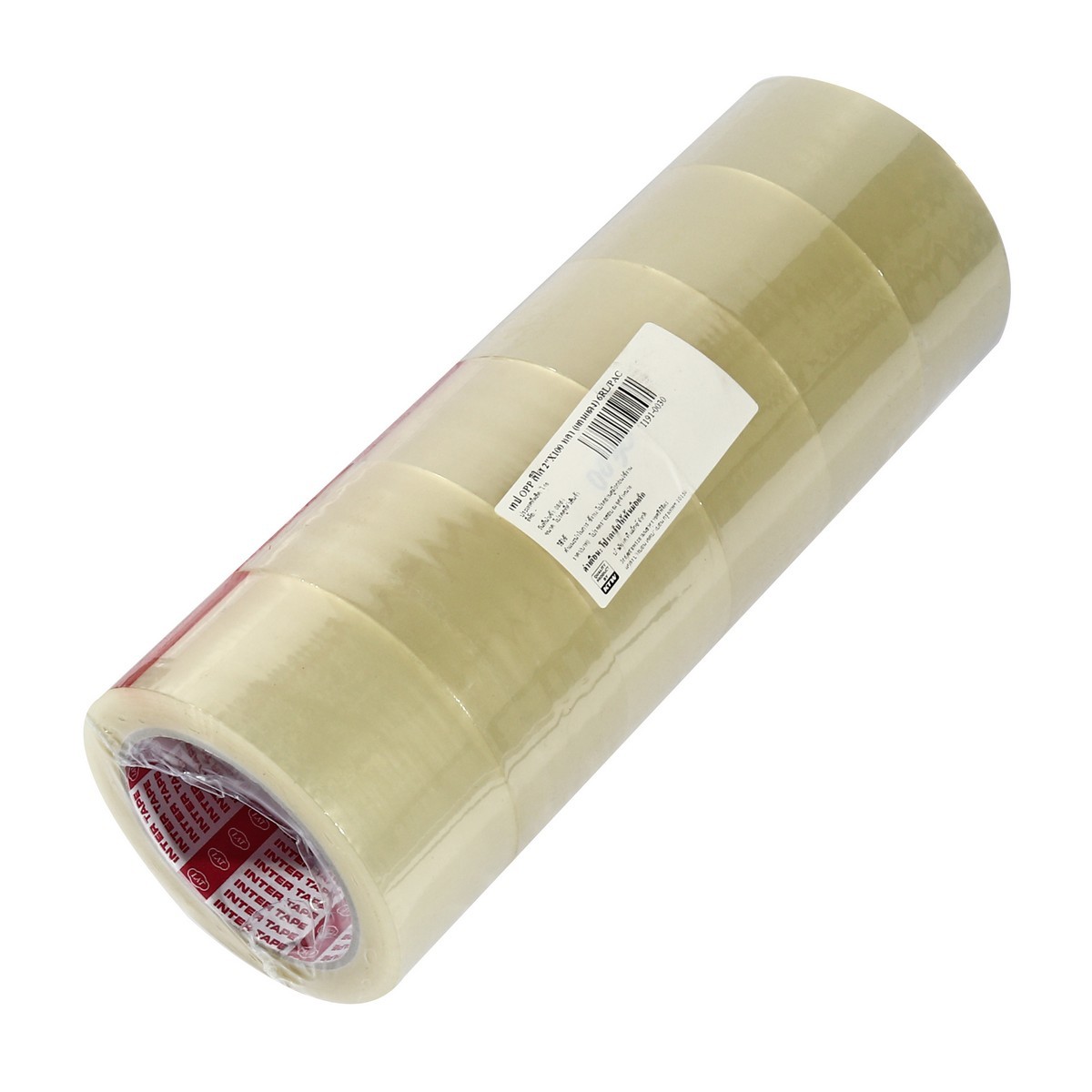 INTER TAPE เทป OPP สีใส ขนาด 2 นิ้ว X 100 หลา (แกนแดง) เนื้อกาวเหนียว ติดแน่น ความเหนียว 43 ไมคร่อน สำหรับปิดกล่องกระดาษ กล่องพัสดุ และอื่นๆ