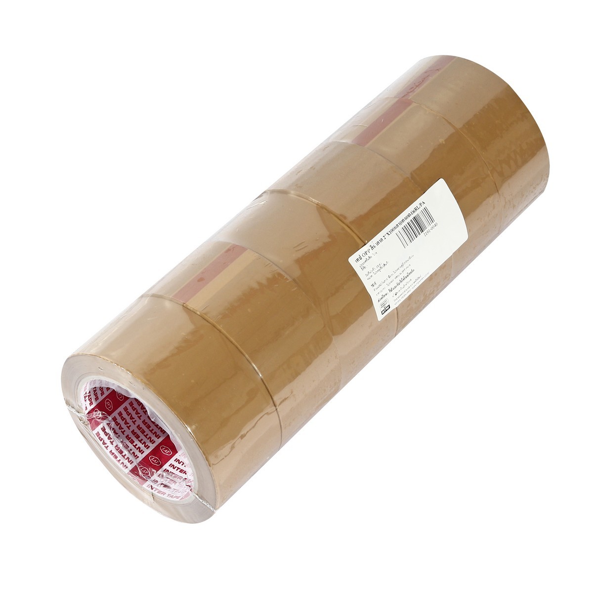 INTER TAPE เทป OPP สีน้ำตาล ขนาด 2 นิ้ว X 100 หลา (แกนแดง) เนื้อกาวเหนียว ติดแน่น ความเหนียว 43 ไมคร่อน สำหรับปิดกล่องกระดาษ กล่องพัสดุ และอ