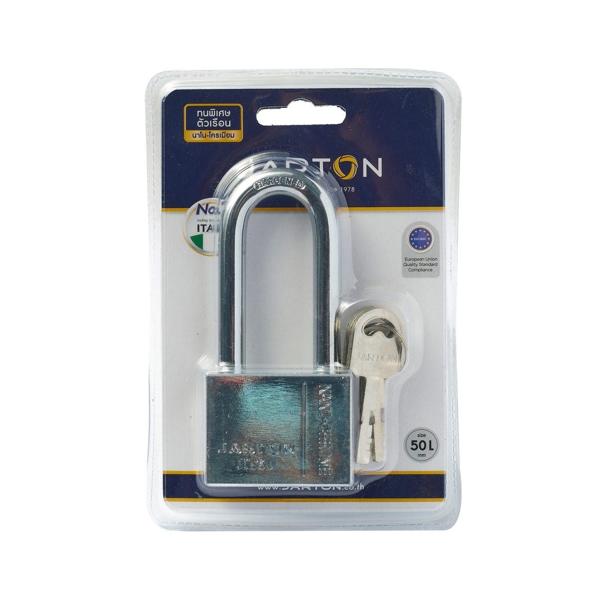 กุญแจลูกปืนโครมเงา คอยาว แบรนด์ จาร์ตัน (JARTON) รุ่น JTS50 119104 ขนาด 50L มม. ผลิตจากวัสดุเหล็กชุบโครม