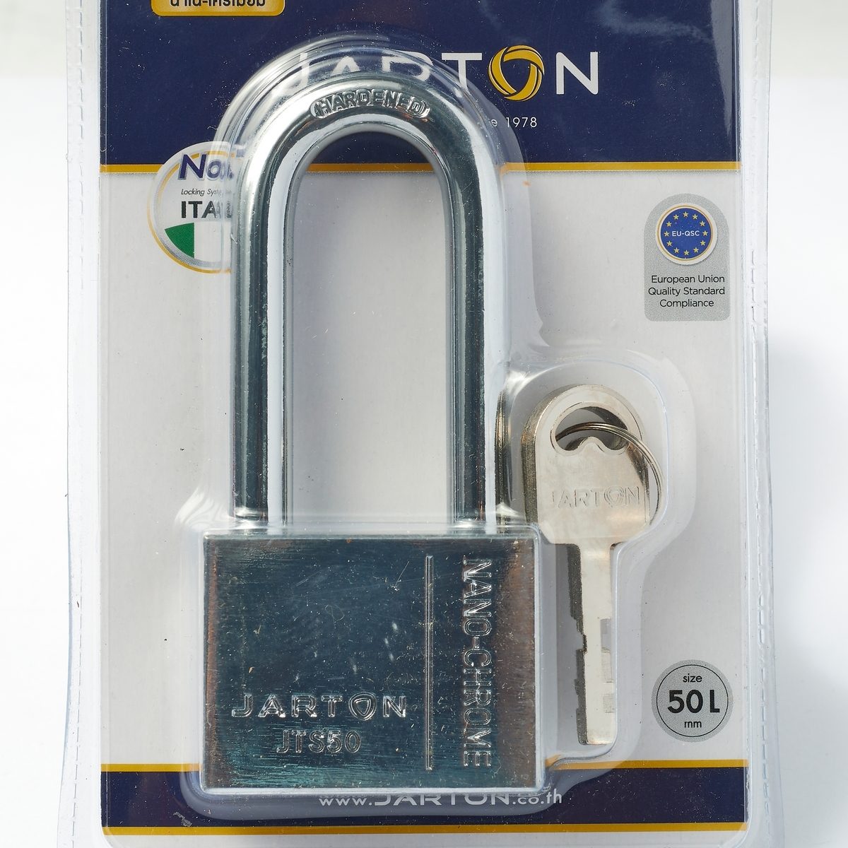 กุญแจลูกปืนโครมเงา คอยาว แบรนด์ จาร์ตัน (JARTON) รุ่น JTS50 119104 ขนาด 50L มม. ผลิตจากวัสดุเหล็กชุบโครม