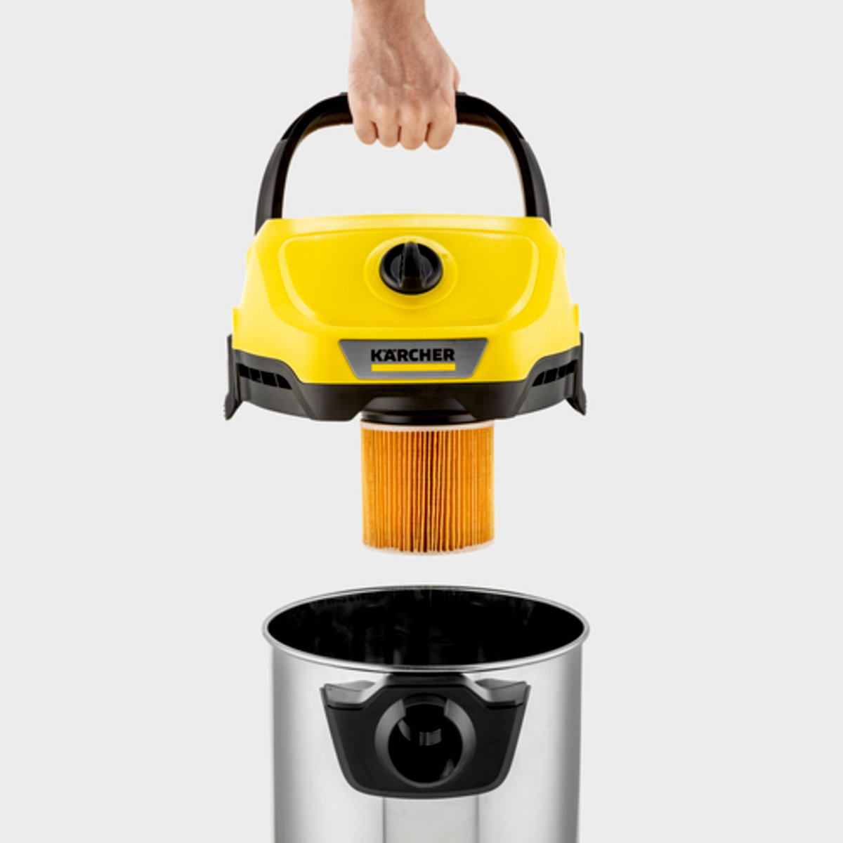 KARCHER เครื่องดูดฝุ่น น้ำ - แห้ง อเนกประสงค์ ขนาด 17 ลิตร รุ่น WD3SV ถังสแตนเลส ดูดฝุ่นทั้งเปียกและแห้งโดยไม่ต้องเปลี่ยนไส้กรอง มีระบบล็อค 