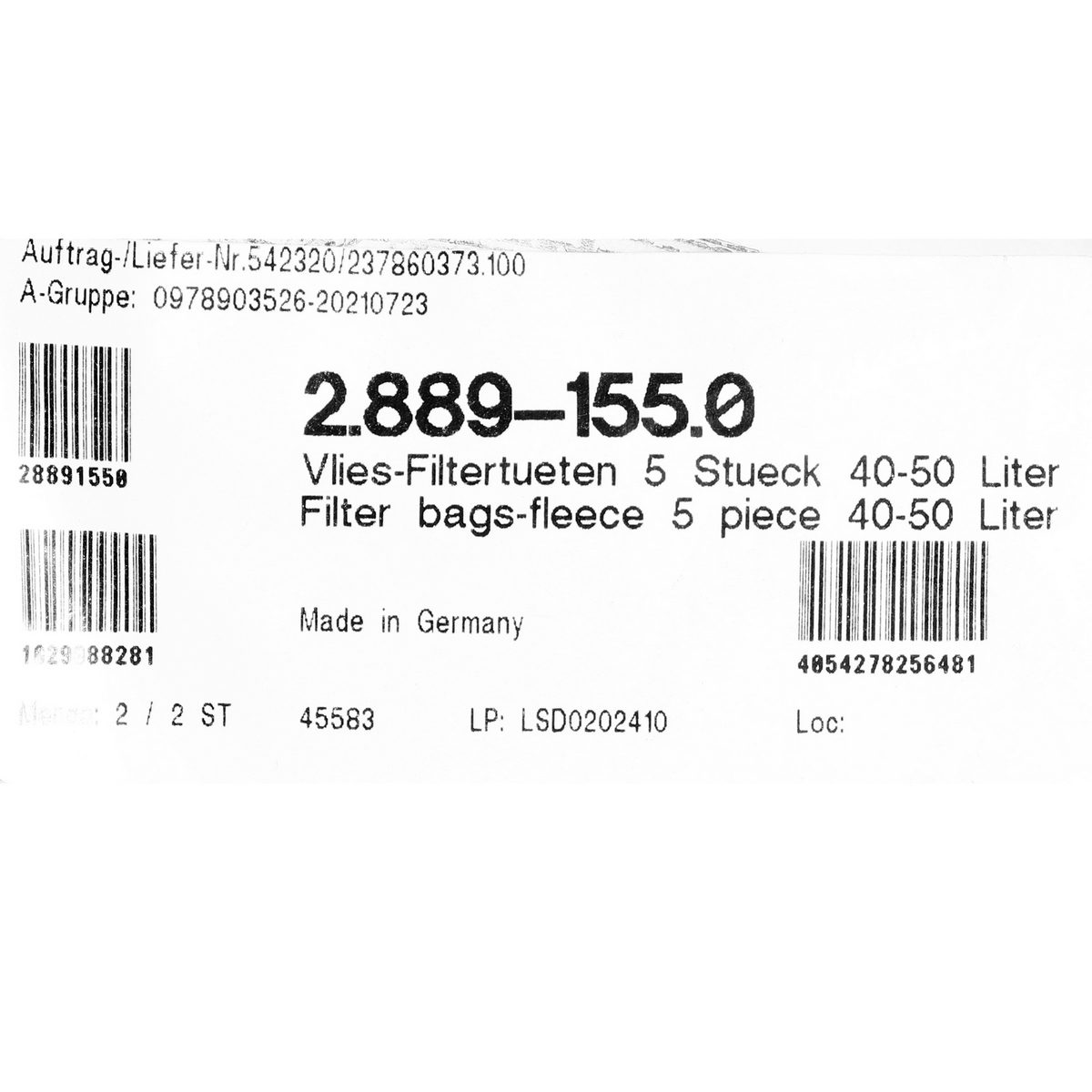 KARCHER อะไหล่ Filter Bags-Fleece 40-50 Liter ใช้กับเครื่องดูดฝุ่นน้ำ-แห้ง คาร์เชอร์ รุ่น NT40/1APL (5 ชิ้น/แพ็ค)