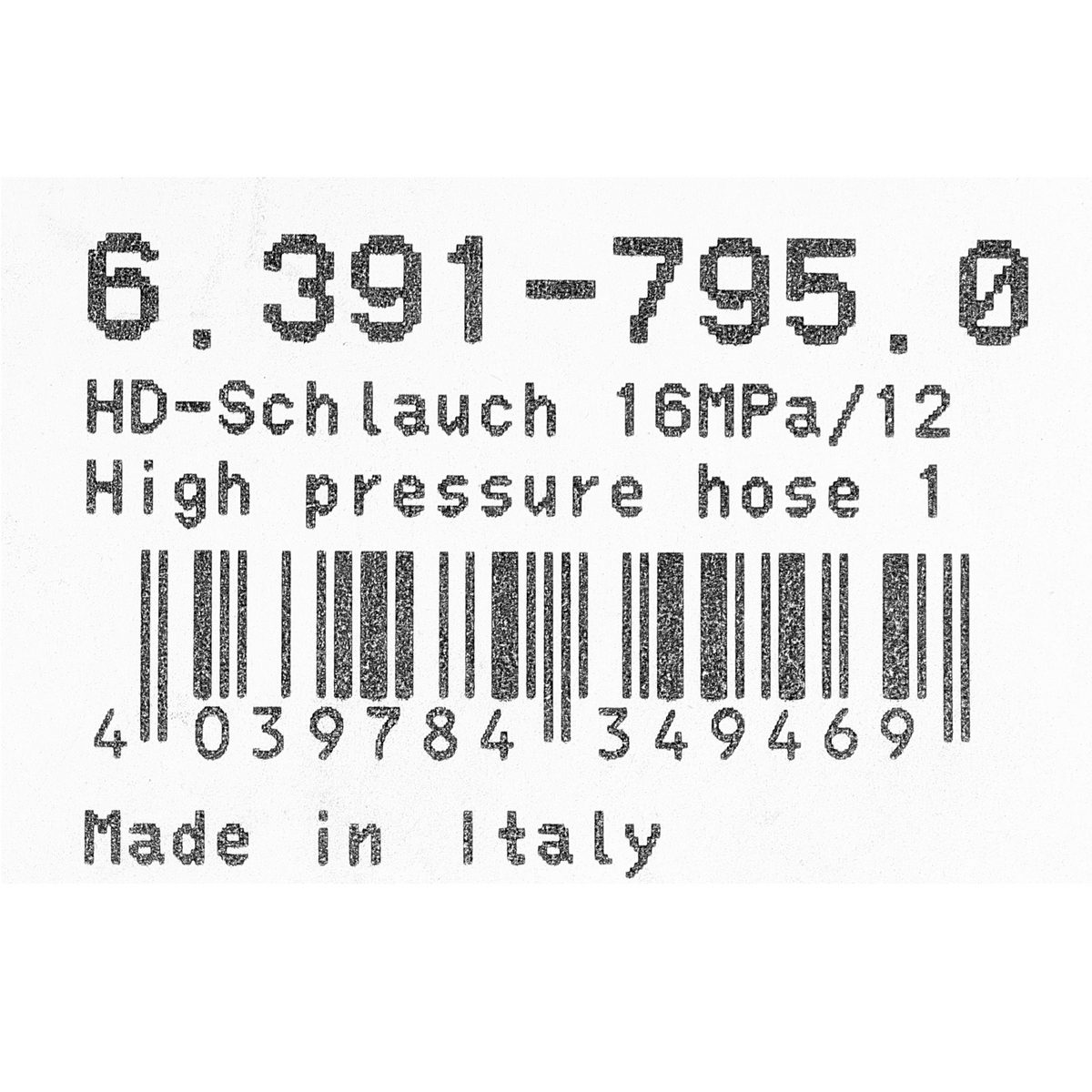 HIGH PRESSURE HOSE 16MPA/12M