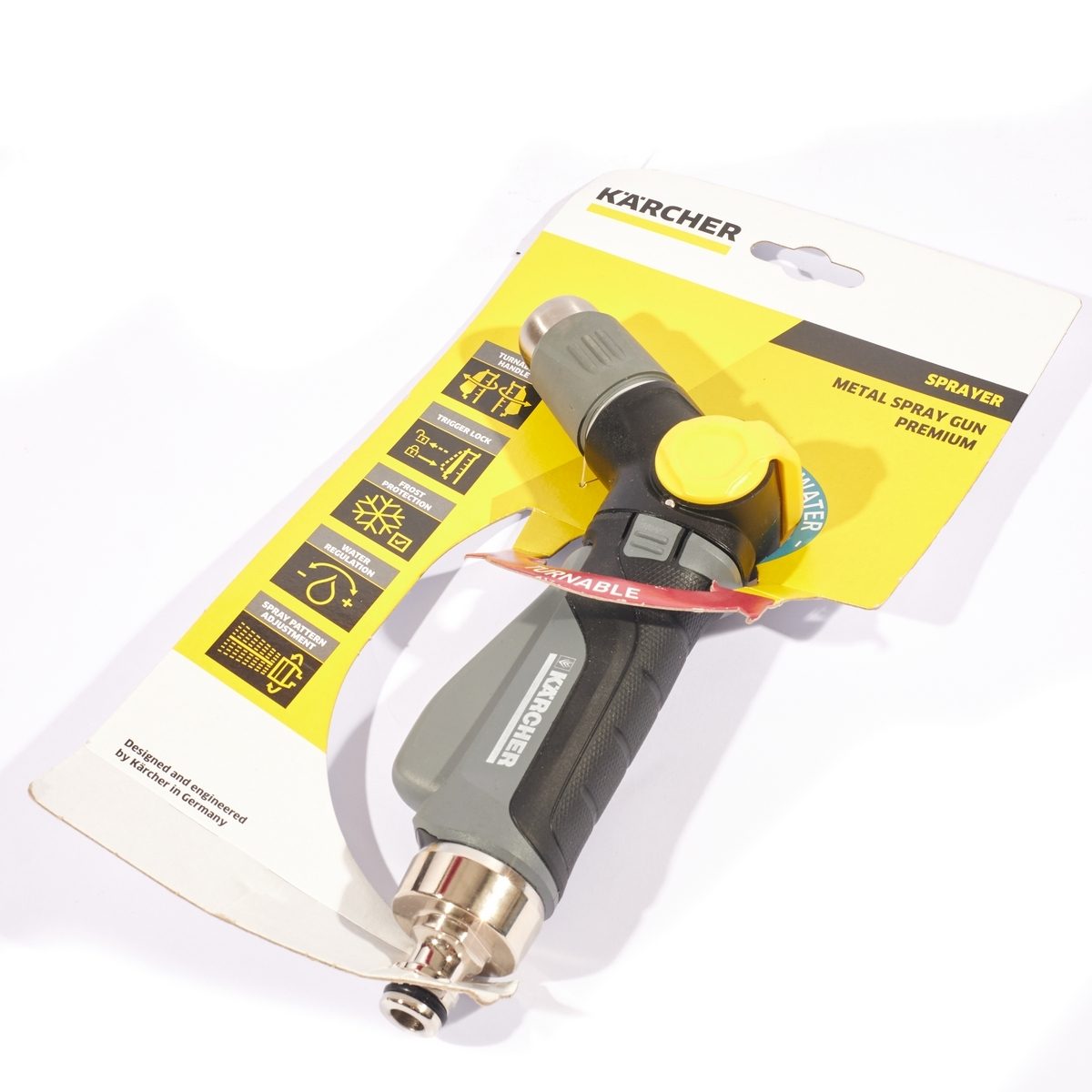 KARCHER ปืนฉีดน้ำ Metal Spray Gun Premium ข้อต่อวัสดุจากเหล็กอย่างดี หัวฉีดน้ำ 2 รูปแบบ หัวฉีดเส้นตรงและกรวย (คาร์เชอร์)