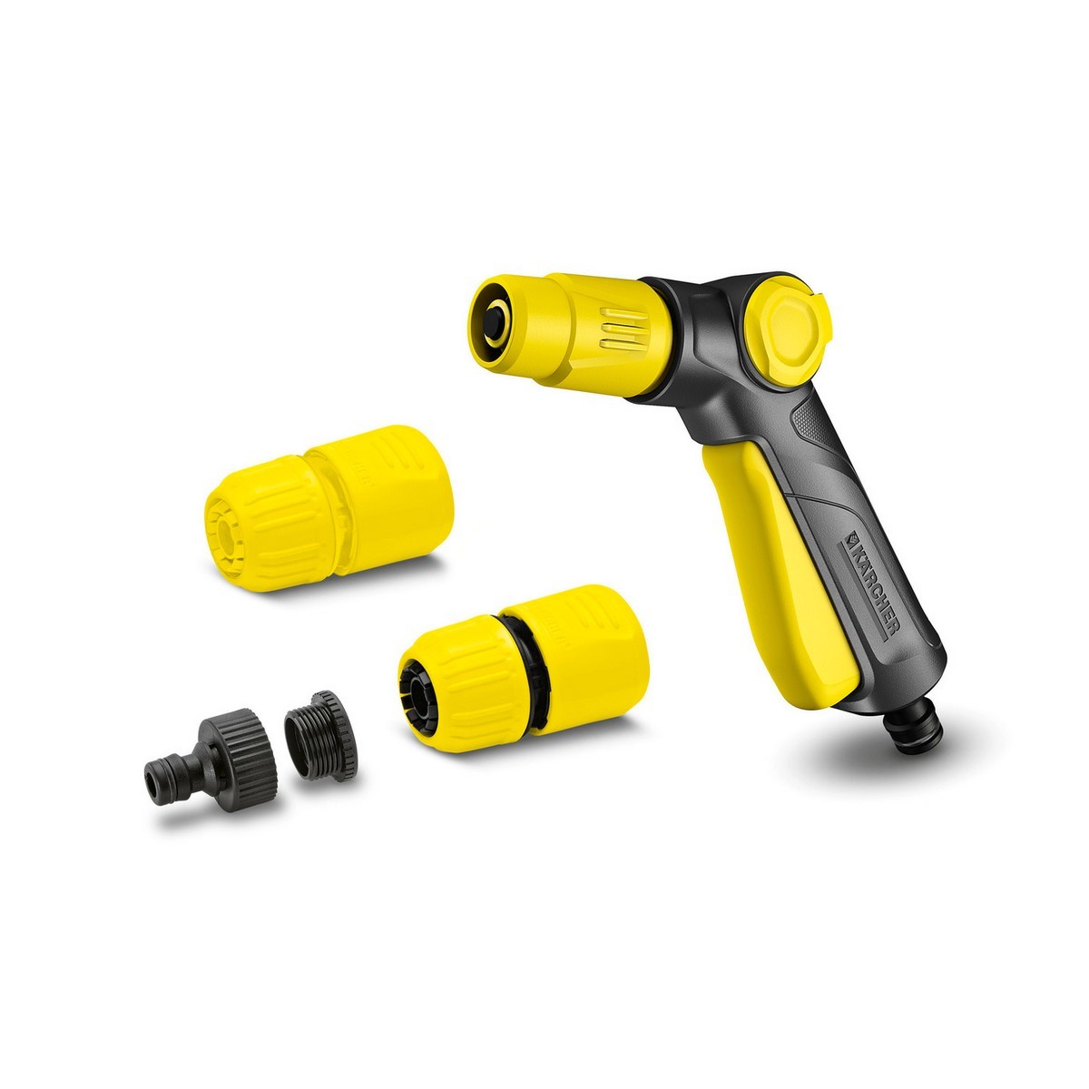 KARCHER ชุดปืนฉีดน้ำ ประกอบด้วยข้อต่อก๊อกน้ำ - ข้อต่ออเนกประสงค์ หัวฉีดน้ำปรับ 2 แบบ หัวฉีดตรง - กรวย (คาร์เชอร์)