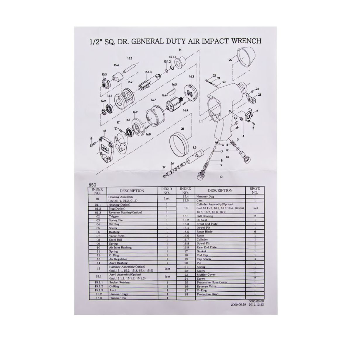 KI-850KIT(K) ชุดบ๊อกลมกระแทก 1/2"