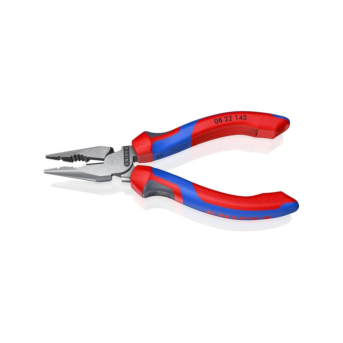KNIPEX คีมรวมปากแหลม เคลือบดำ ด้ามพลาสติกหนา ขนาด 145 มม. รหัส 08 22 145 (คะนิเพค)