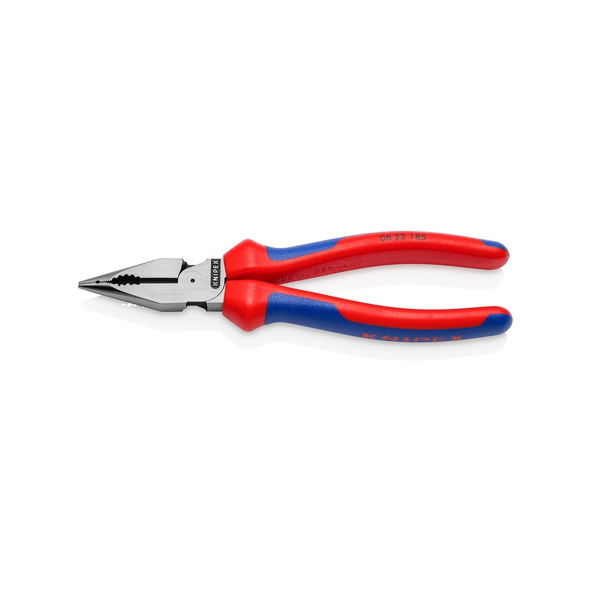KNIPEX คีมรวมปากแหลม เคลือบดำ ด้ามพลาสติกหนา ขนาด 185 มม. รหัส 08 22 185 (คะนิเพค)