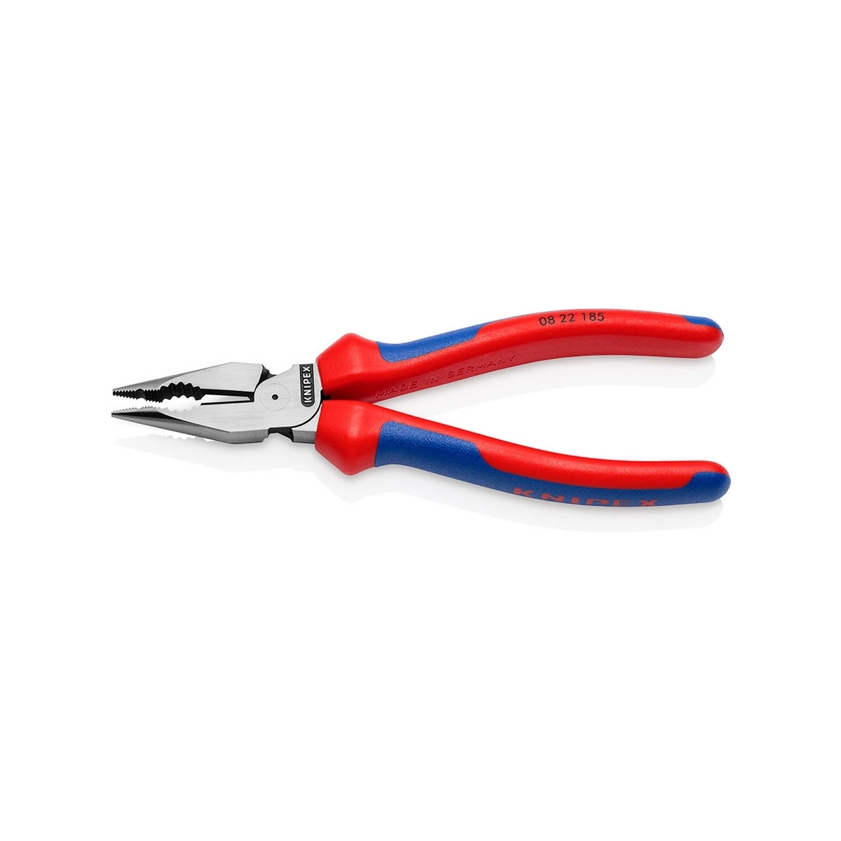 KNIPEX คีมรวมปากแหลม เคลือบดำ ด้ามพลาสติกหนา ขนาด 185 มม. รหัส 08 22 185 (คะนิเพค)