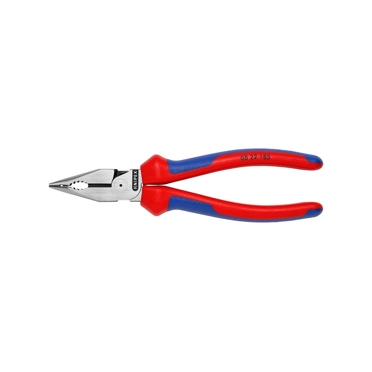 KNIPEX คีมรวมปากแหลม เคลือบดำ ด้ามพลาสติกหนา ขนาด 185 มม. รหัส 08 22 185 (คะนิเพค)