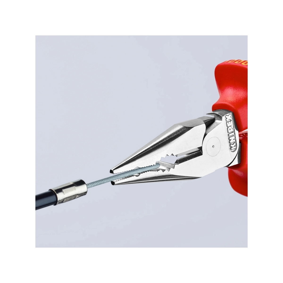 KNIPEX คีมรวมปากแหลม เคลือบโครม ด้ามVDE ขนาด 145 มม. รหัส 08 26 145 (คะนิเพค)