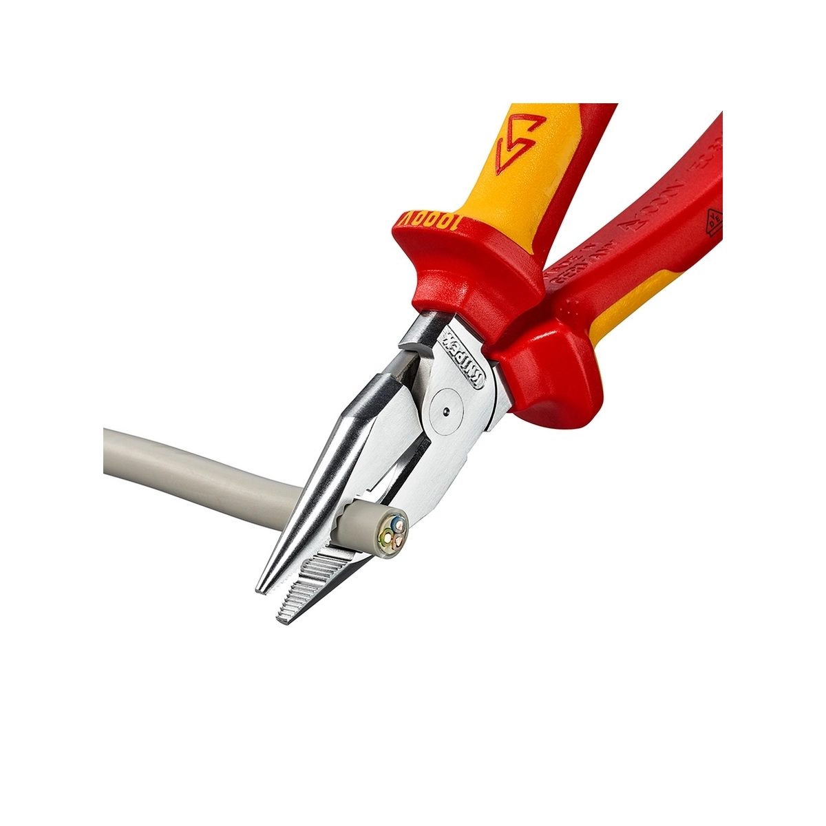 KNIPEX คีมรวมปากแหลม เคลือบโครม ด้ามVDE ขนาด 145 มม. รหัส 08 26 185 (คะนิเพค)
