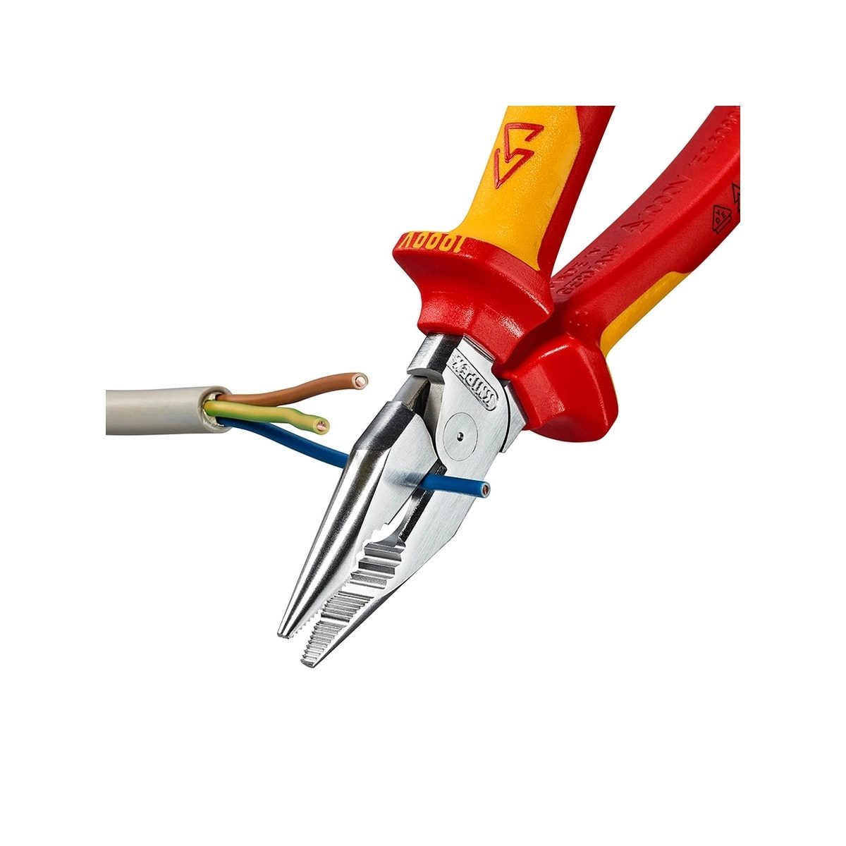 KNIPEX คีมรวมปากแหลม เคลือบโครม ด้ามVDE ขนาด 145 มม. รหัส 08 26 185 (คะนิเพค)
