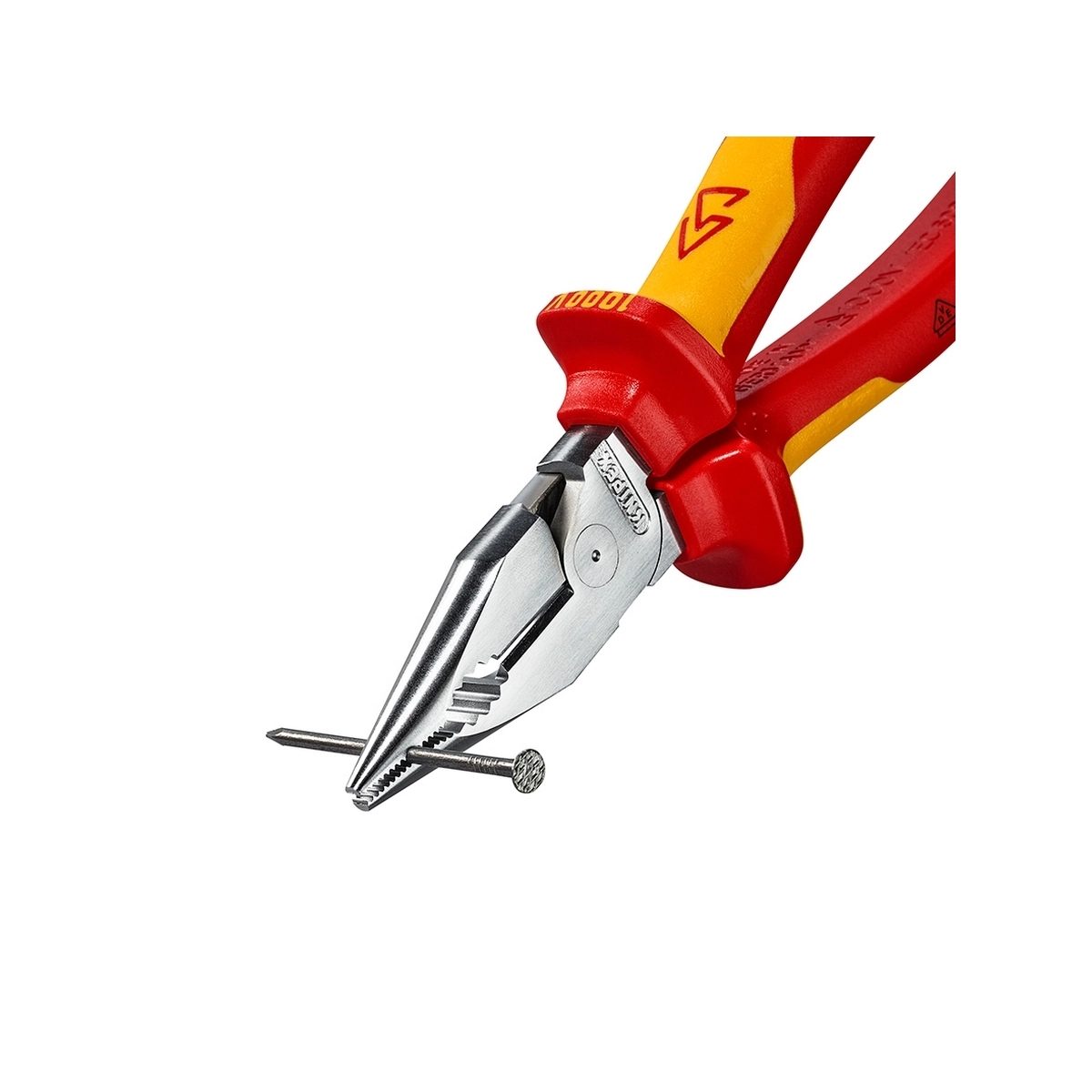 KNIPEX คีมรวมปากแหลม เคลือบโครม ด้ามVDE ขนาด 145 มม. รหัส 08 26 185 (คะนิเพค)