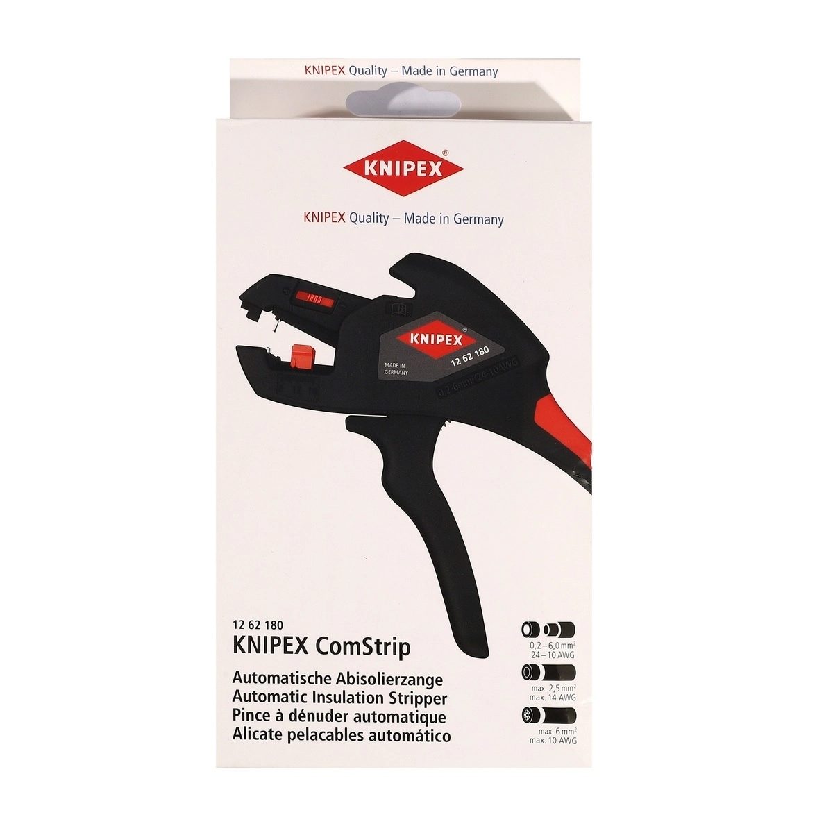 KNIPEX คีมปอกสายไฟแบบกลม อัตโนมัติ ขนาด 180 มม รหัส 12 62 180 (คะนิเพค)