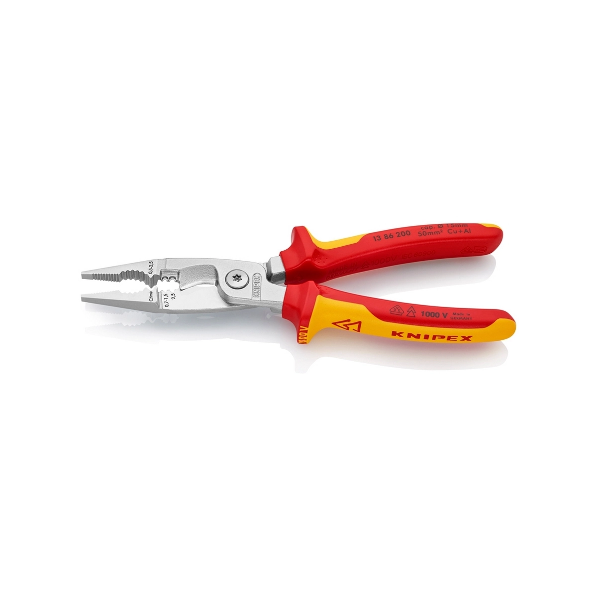 KNIPEX คีมปากรวมติดตั้งระบบไฟฟ้า(ไม่มีตัวล็อค) 200 มม รหัส 13 86 200 (คะนิเพค)