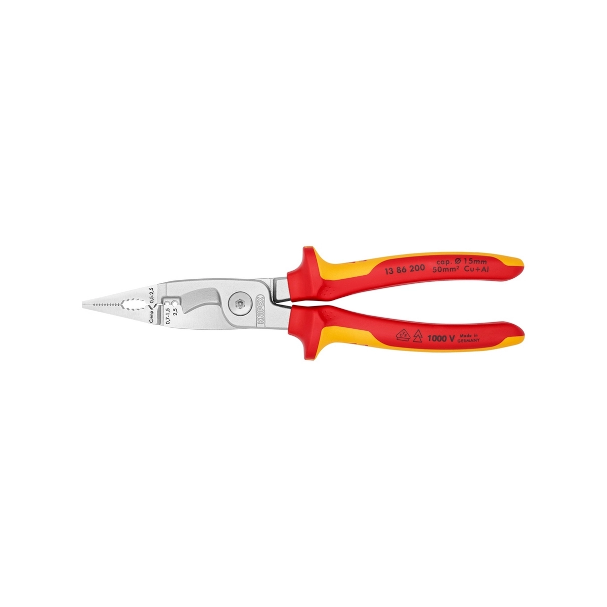 KNIPEX คีมปากรวมติดตั้งระบบไฟฟ้า(ไม่มีตัวล็อค) 200 มม รหัส 13 86 200 (คะนิเพค)