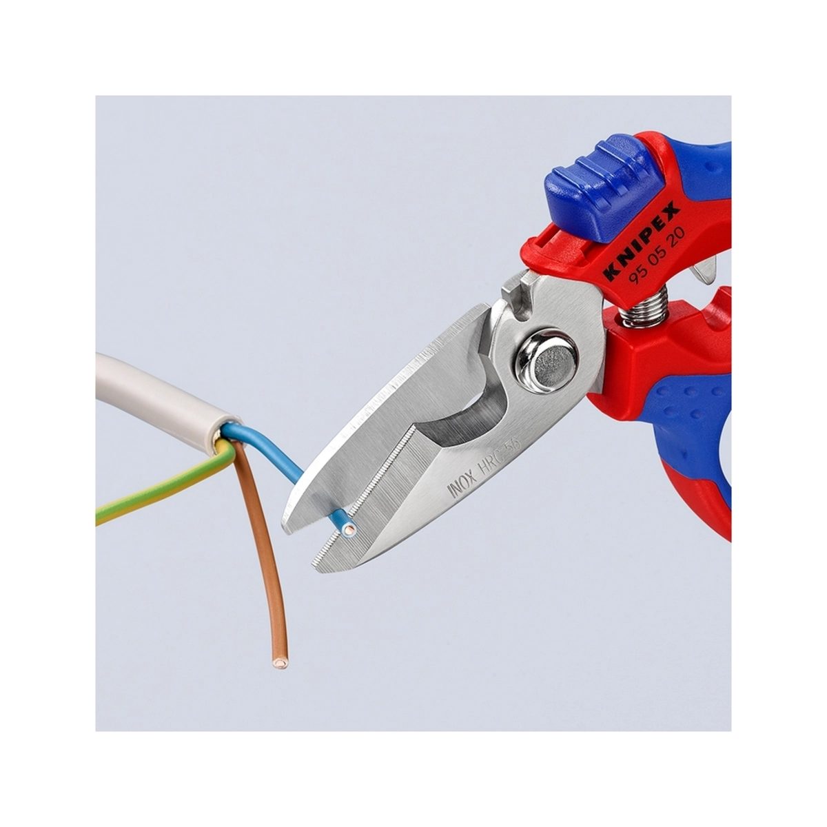 KNIPEX กรรไกรปลายเฉียงสำหรับช่างไฟฟ้า สำหรับข้อต่อลวดขนาด 0.5 - 6 มม² และ 10 - 25 มม² ไม่เหมาะสำหรับการตัดลวดทองแดงชนิดแข็ง (คะนิเพค)