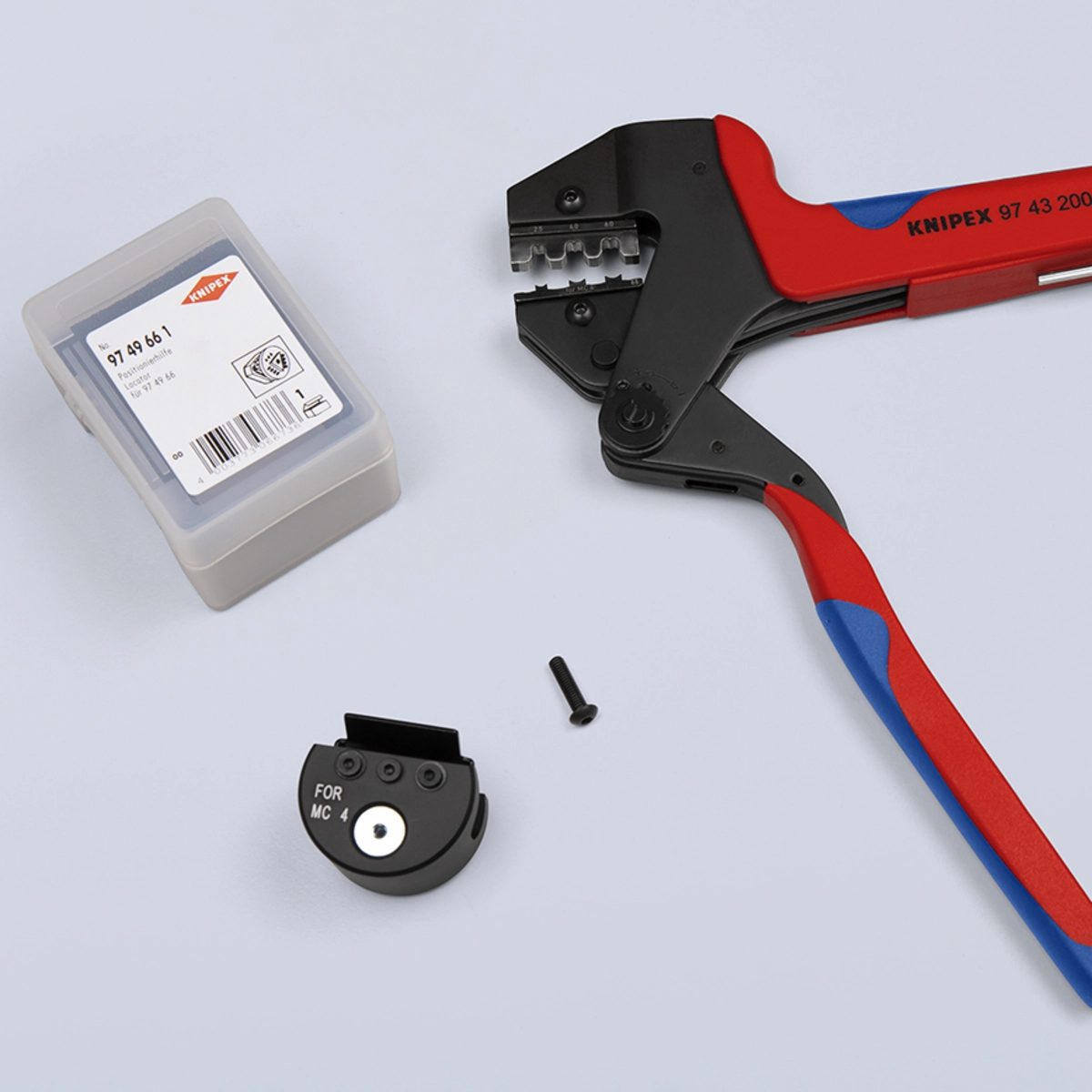 KNIPEX ชุดคีมย้ำหางปลาพร้อมอุปกรณ์เปลี่ยนหัวดาย รองรับการย้ำตามมาตรฐาน UL ใช้กับปลอกหุ้มสายไฟ KNIPEX รุ่น 97 99 330 - 399 (คะนิเพค)