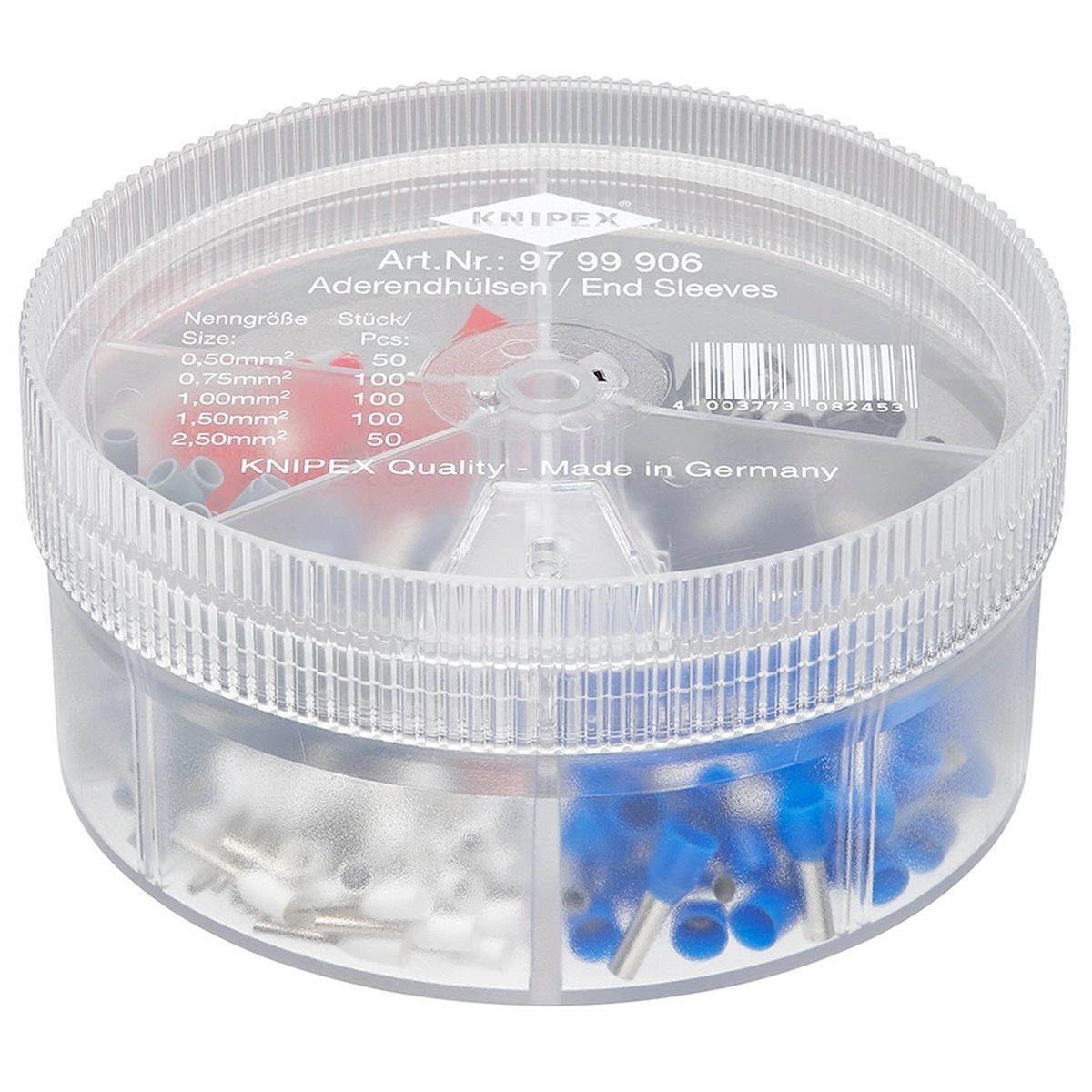 KNIPEX กล่องอุปกรณ์พร้อมปลอกหุ้มสายไฟชนิดฉนวน 450 ชิ้น + ชุดปลอกหุ้มสายไฟ 5 ชุด รหัส 97 99 906 (คะนิเพค)