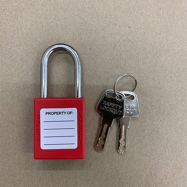 MERGIN  กุญแจนิรภัยก้านสแตนเลส 38 มม.สีแดง พร้อมลูกกุญแจ 2 ดอก / Keyed differ Lockout/ Safety padlock