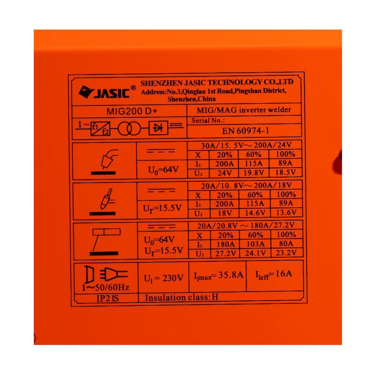 JASIC เครื่องเชื่อม ตู้ชื่อม MIG / MMA / Lift TIG รุ่น MIG200D+ แรงดันไฟ 220 โวลต์ กระแสเชื่อม MIG 30-200A (11-28V) กระแสเชื่อม MMA 20-180A 