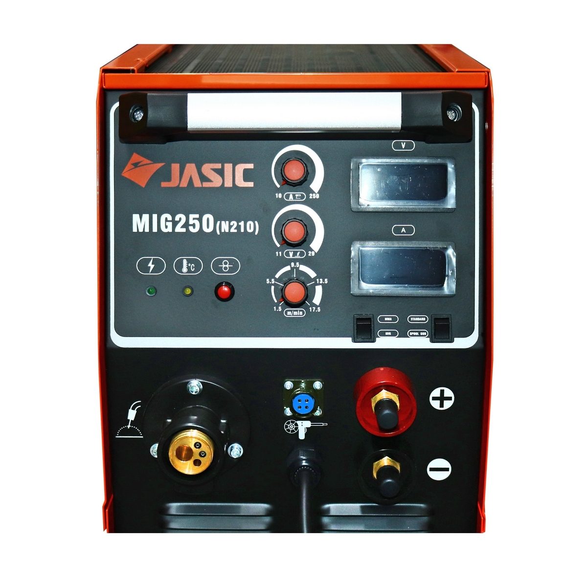 JASIC เครื่องเชื่อม ตู้เชื่อม Inverter IGBT รุ่น MIG250N210 มี 2 ระบบ MIG และ MMA กระแสไฟเชื่อม 250 แอมป์ แรงดันไฟ 380 โวลต์ มีชุดป้อนลวดในต