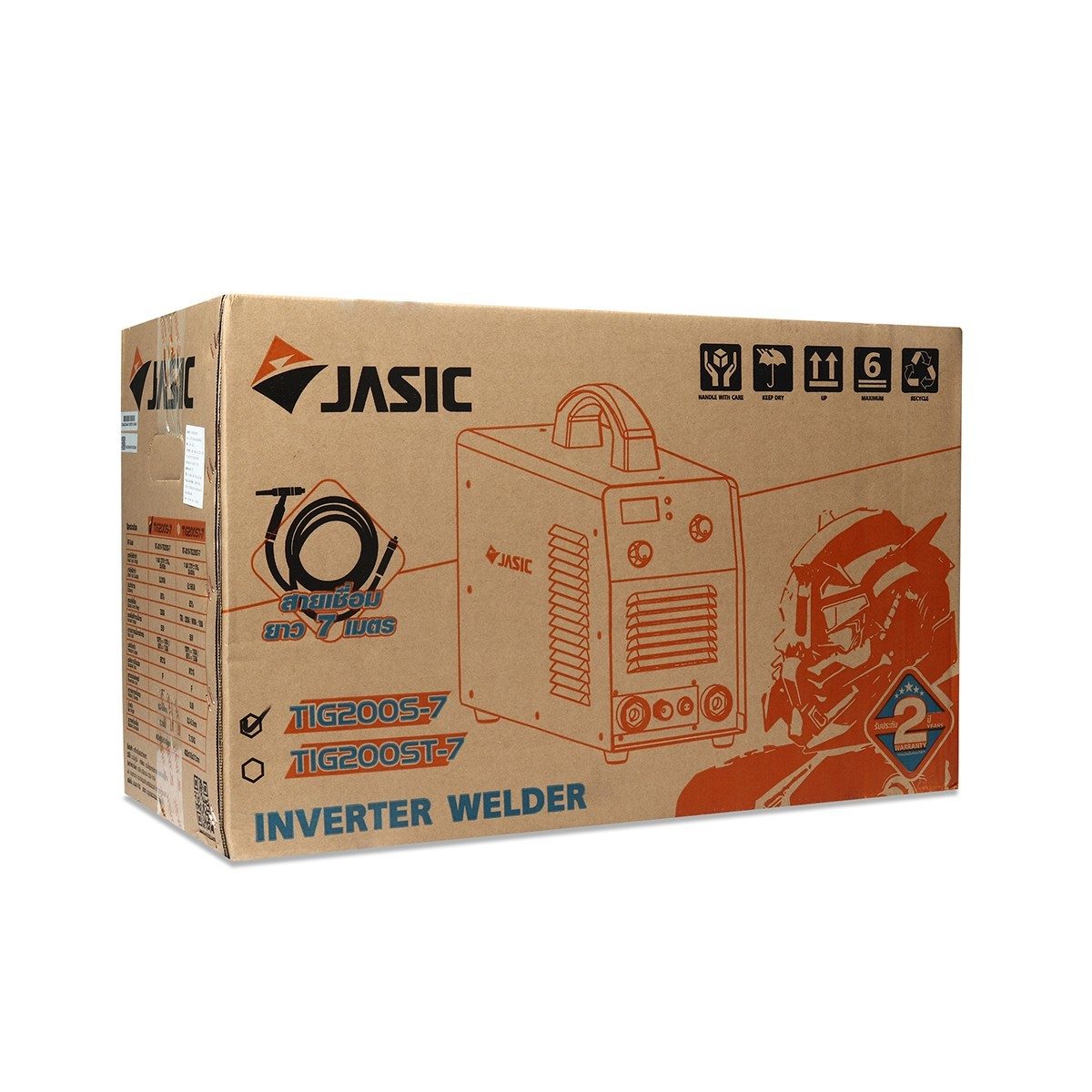 เครื่องเชื่อมทิก (TIG) เจสิค (JASIC) รุ่น TIG200S-7 กระแสไฟเชื่อม 200 แอม์ ไฟ 1 เฟส 220 โวลต์ ความหนาของชิ้นงานเชื่อม 0.3 - 8.0 มม. รับประกั
