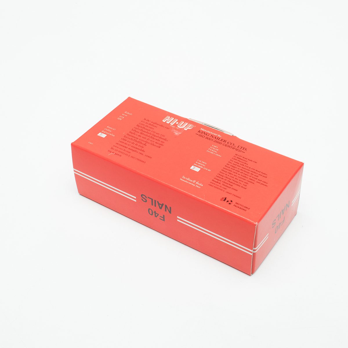 HI-UP ตะปูยิงขาเดียว ยาว 40 มม. รุ่น F-40 ใช้กับแม็กยิงตะปูลม รุ่น F30 และ F50 บรรจุ 5,000 ตัว/กล่อง (ไฮ-อัพ)