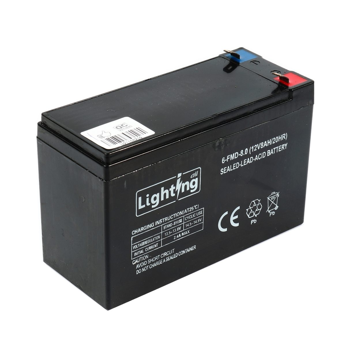 LIGHTING ALL แบตเตอรี่ 12V 8Ah ใช้กับเครื่องพ่นยาแบตเตอรี่สะพายหลัง โปโล รุ่น PS16, PS18, PX16, PX18 (ไลท์ติ้ง ออล)