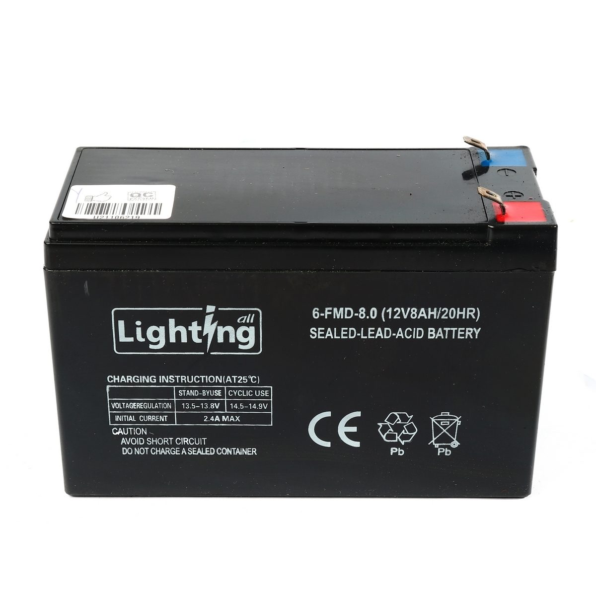 LIGHTING ALL แบตเตอรี่ 12V 8Ah ใช้กับเครื่องพ่นยาแบตเตอรี่สะพายหลัง โปโล รุ่น PS16, PS18, PX16, PX18 (ไลท์ติ้ง ออล)