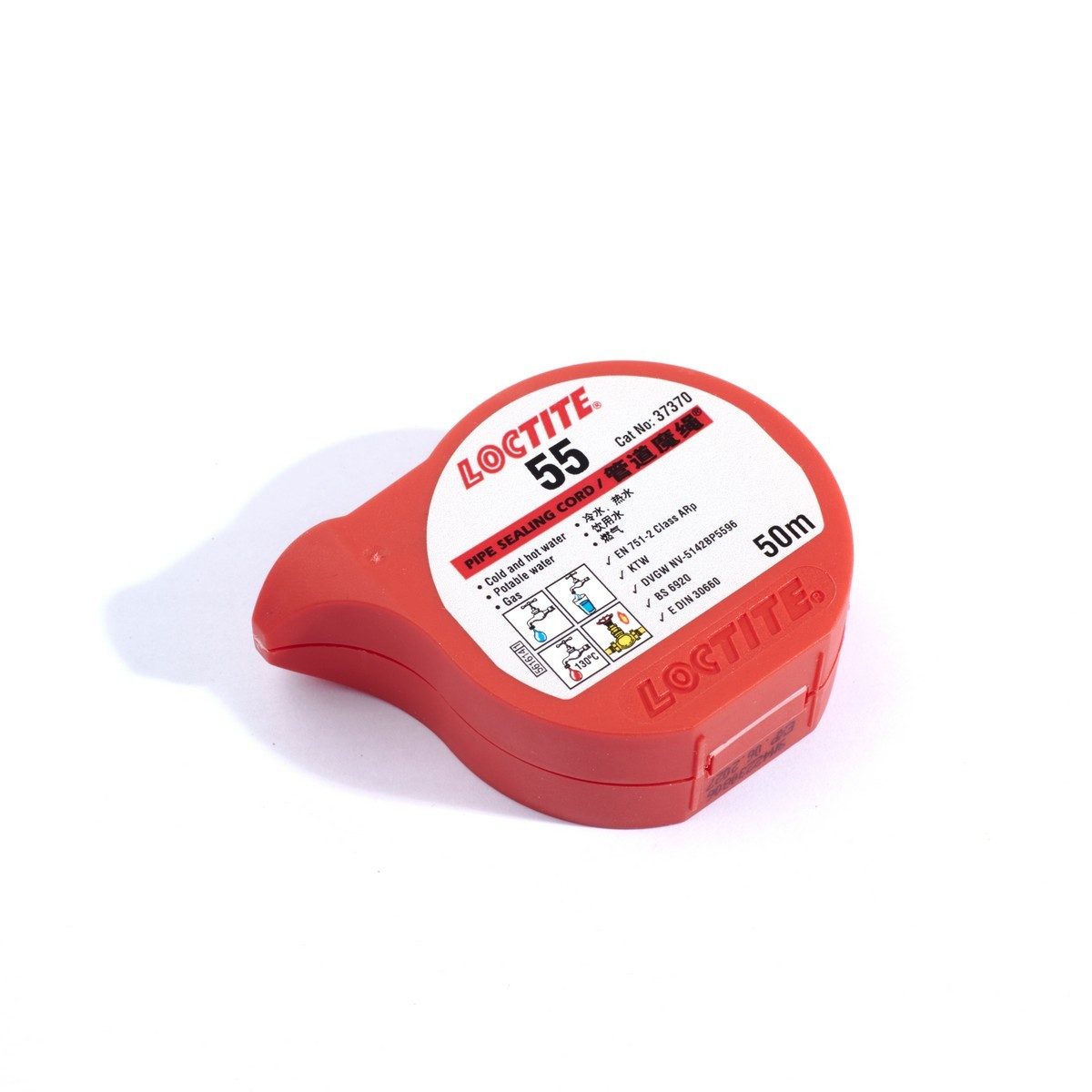 LOCTITE (ล็อคไทท์) เชือกพันเกลียว ขนาด 50 เมตร เบอร์ 55 เส้นสีขาว ทนอุณหภูมิ 300°F (150°C) ผ่านมาตรฐาน NSF