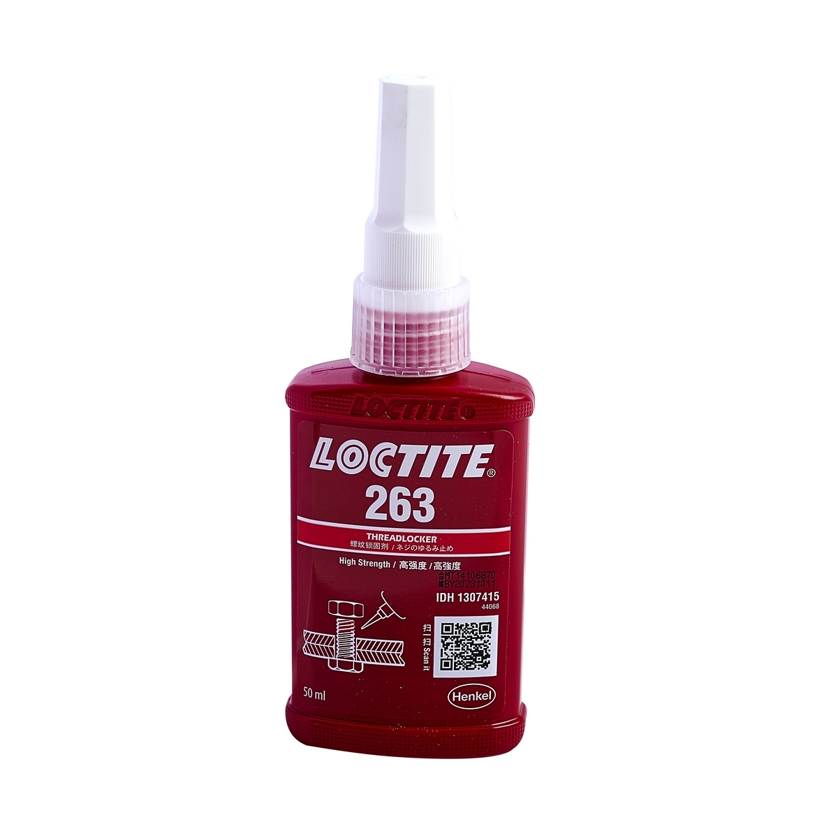 LOCTITE (ล็อคไทท์) น้ำยาล็อคเกลียวแรงยึดสูง ขนาด 50 มล. รุ่น 263 ฉลากแถบสีแดง เป็นกาวที่มีความหนืดต่ำ มีแรงยึดสูง ออกแบบมาสำหรับล็อคและซีลเก