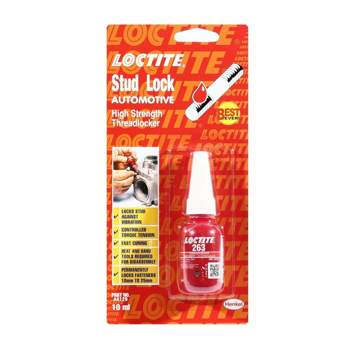 LOCTITE น้ำยาล็อคเกลียว สีแดง ขนาด 10 มล. รุ่น 263 แรงยึดสูง ทนอุณหภูมิได้สูงถึง 180.0 °C