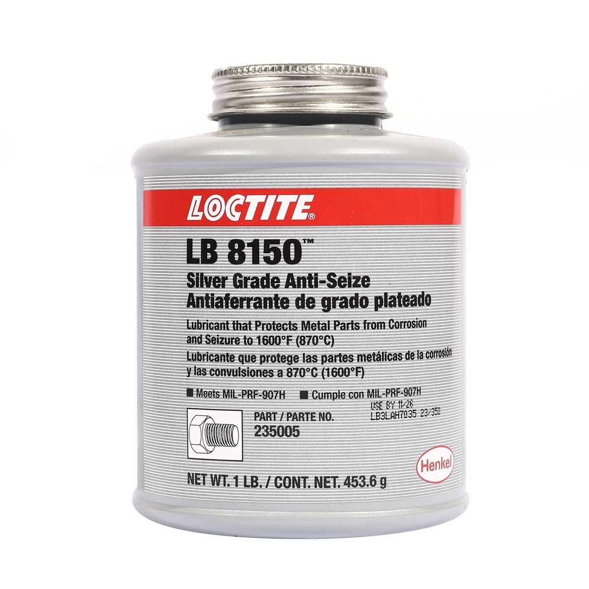 LOCTITE น้ำมันหล่อลื่นต่อต้านการยึดติด รุ่น LB 8150 เกรด Silver สามารถทนต่ออุณหภูมิสูงได้ถึง +900 องศา แนะนำให้ใช้ร่วมกับโลหะ (ล็อคไทท์)