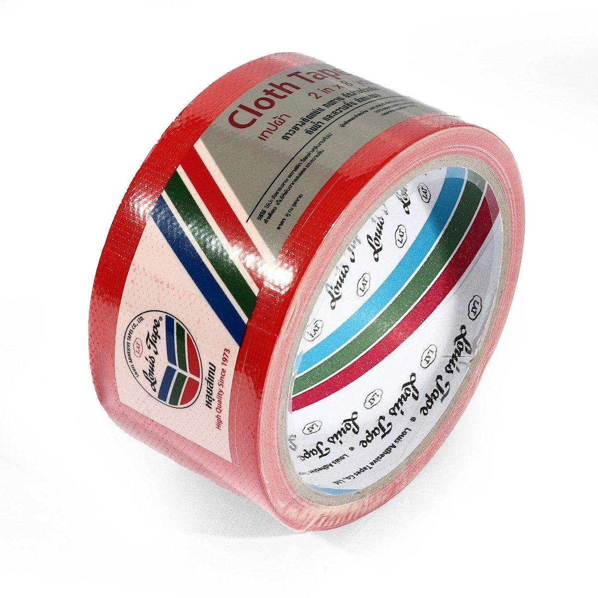 LOUIS TAPE เทปผ้าสีแดง ขนาด 2 นิ้ว X 8 หลา (6 ม้วน/แพ็ก) เหนียว ทนทาน ฉีกได้ด้วยมือเปล่า ใช้งานสะดวก ผ้าเคลือบผิวด้วย PE กันน้ำ กันความชื้น 