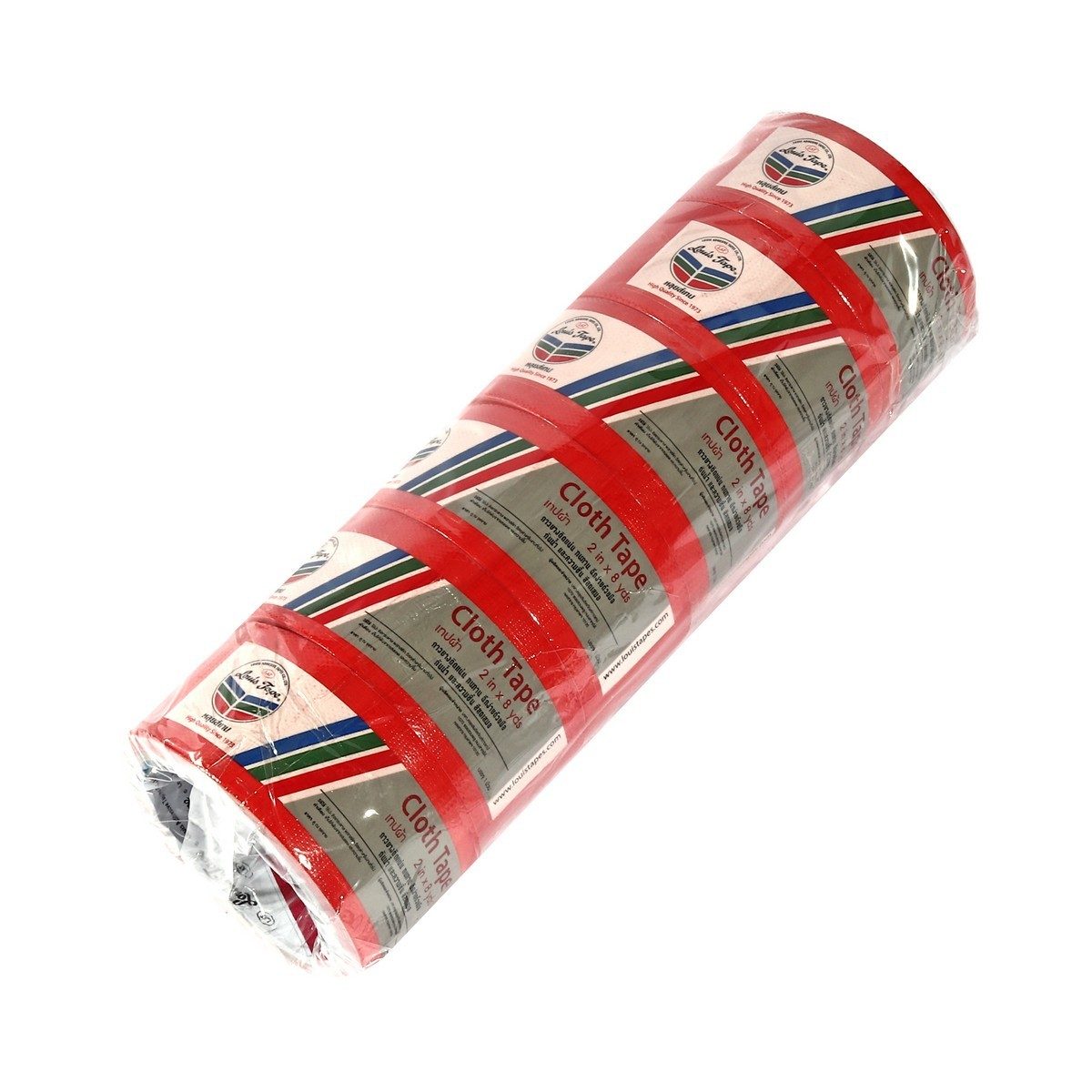 LOUIS TAPE เทปผ้าสีแดง ขนาด 2 นิ้ว X 8 หลา (6 ม้วน/แพ็ก) เหนียว ทนทาน ฉีกได้ด้วยมือเปล่า ใช้งานสะดวก ผ้าเคลือบผิวด้วย PE กันน้ำ กันความชื้น 