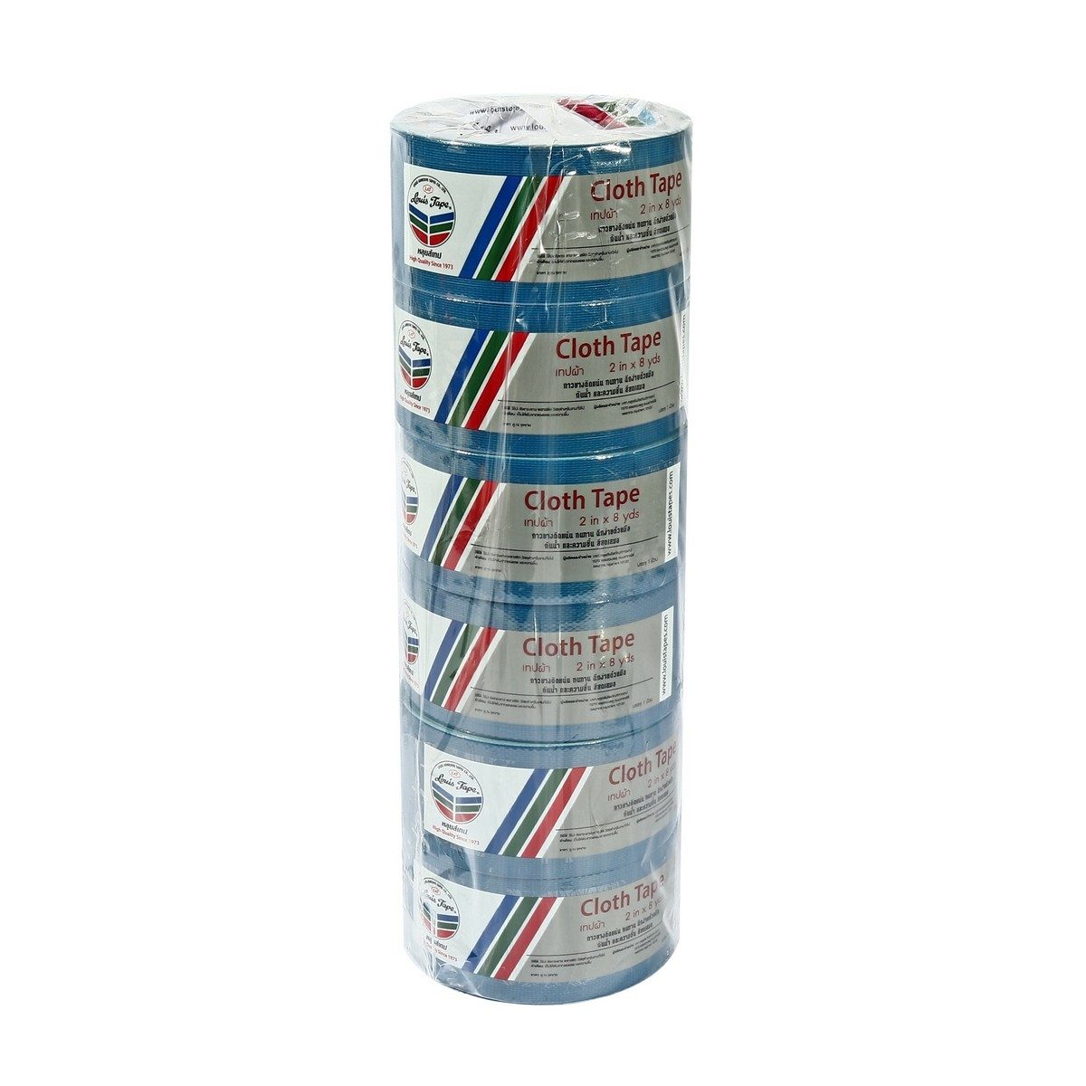 LOUIS TAPE เทปผ้าสีน้ำเงิน ขนาด 2 นิ้ว X 8 หลา (6 ม้วน/แพ็ก) เหนียว ทนทาน ฉีกได้ด้วยมือเปล่า ใช้งานสะดวก ผ้าเคลือบผิวด้วย PE กันน้ำ กันความช