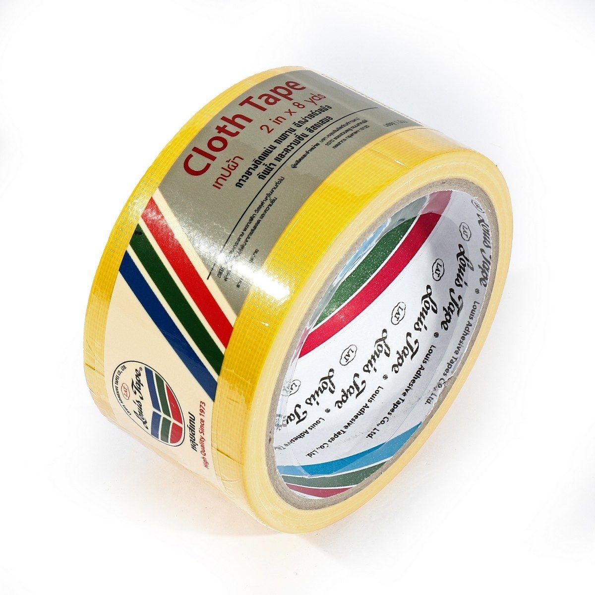LOUIS TAPE เทปผ้าสีเหลือง ขนาด 2 นิ้ว X 8 หลา (6 ม้วน/แพ็ก) เหนียว ทนทาน ฉีกได้ด้วยมือเปล่า ใช้งานสะดวก ผ้าเคลือบผิวด้วย PE กันน้ำ กันความชื