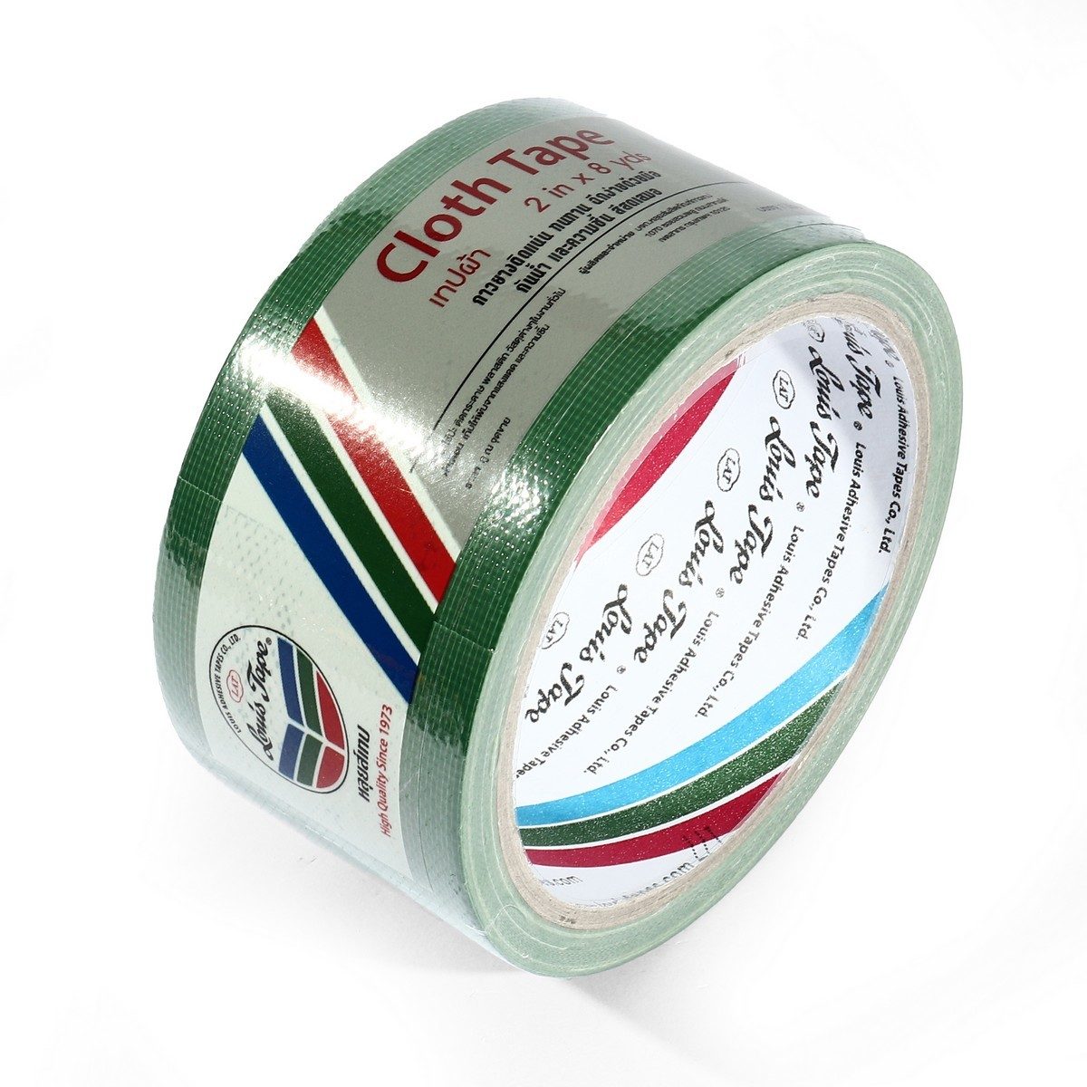 LOUIS TAPE เทปผ้าสีเขียว ขนาด 2 นิ้ว X 8 หลา (6 ม้วน/แพ็ก) เหนียว ทนทาน ฉีกได้ด้วยมือเปล่า ใช้งานสะดวก ผ้าเคลือบผิวด้วย PE กันน้ำ กันความชื้