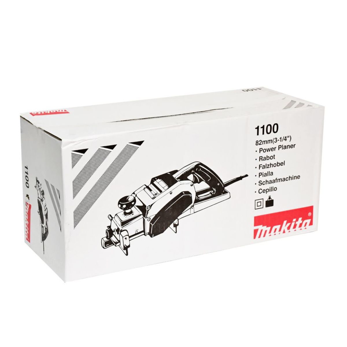 MAKITA กบไสไม้ไฟฟ้า ขนาด 3-1/4 นิ้ว (82 มม.) กำลังไฟ 750 วัตต์ รุ่น 1100 กบกินเนื้อไม้ลึก 3 มม. ความเร็วรอบตัวเปล่า 18,000 รอบ/นาที มีฉนวนสอ