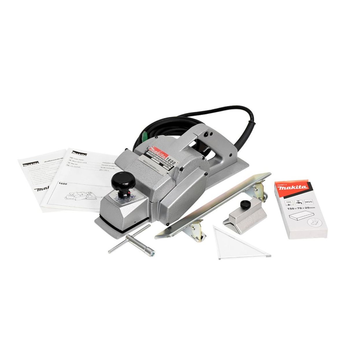MAKITA กบไสไม้ไฟฟ้า ขนาด 3-1/8 นิ้ว (80 มม.) กำลังไฟ 750 วัตต์  รุ่น 1600 กบกินเนื้อไม้ลึก 3 มม. ความเร็วรอบตัวเปล่า 16,000 รอบ/นาที (มากีต้