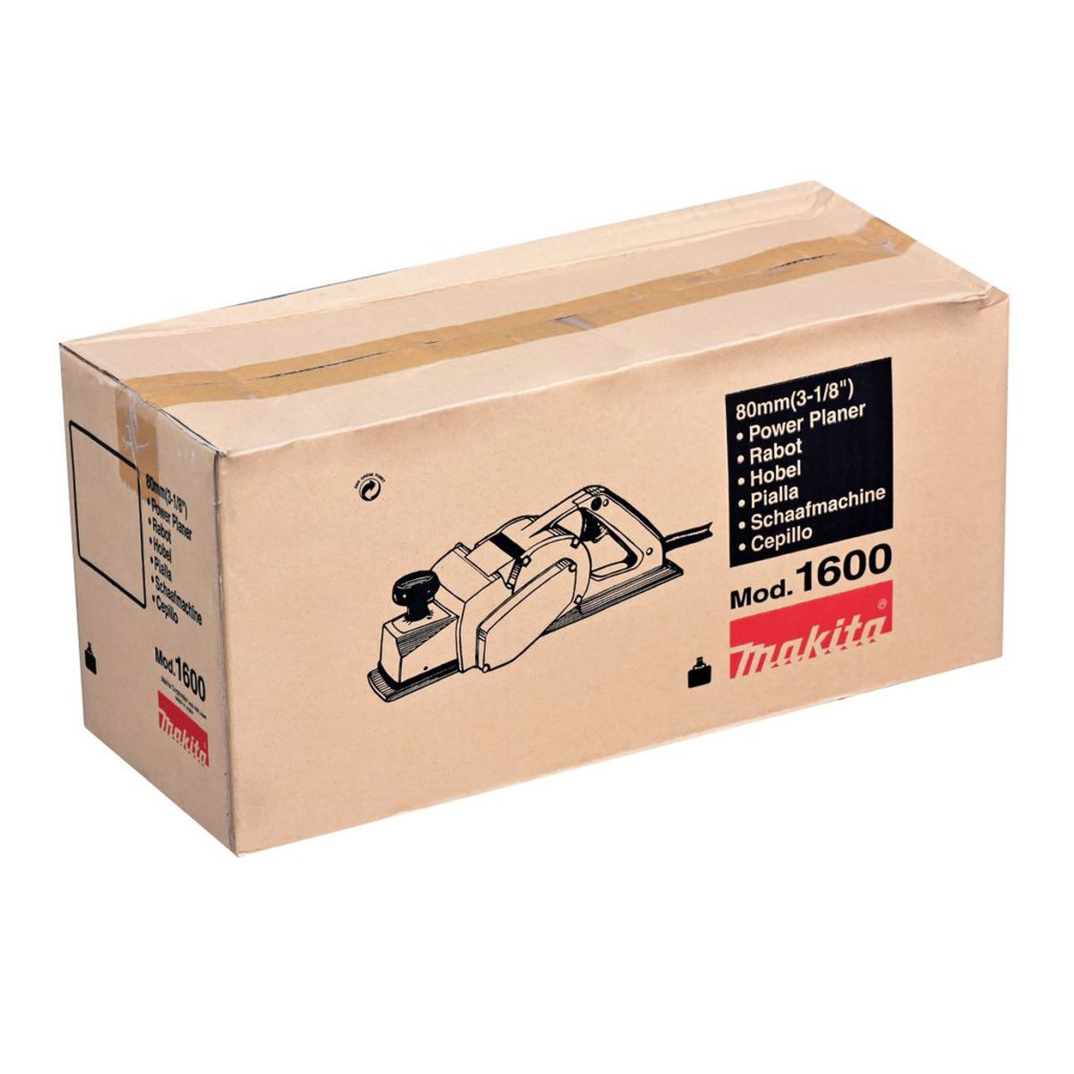 MAKITA กบไสไม้ไฟฟ้า ขนาด 3-1/8 นิ้ว (80 มม.) กำลังไฟ 750 วัตต์  รุ่น 1600 กบกินเนื้อไม้ลึก 3 มม. ความเร็วรอบตัวเปล่า 16,000 รอบ/นาที (มากีต้