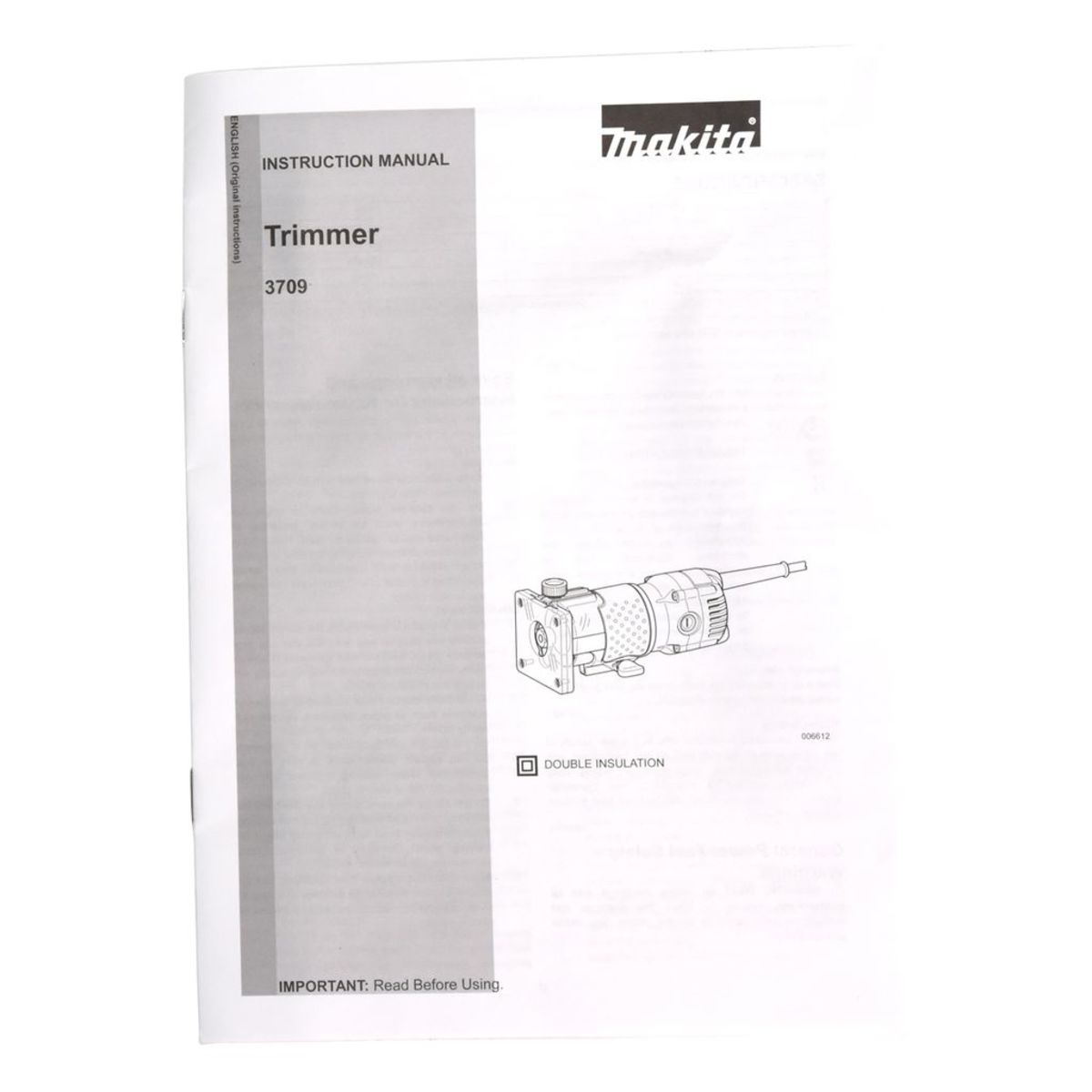 MAKITA เครื่องแกะลายไม้ ขนาด 1/4 นิ้ว (6 มม.) กำลังไฟ 530 วัตต์ รุ่น 3709 ความเร็วรอบ 30,000 รอบ/นาที (มากีต้า)