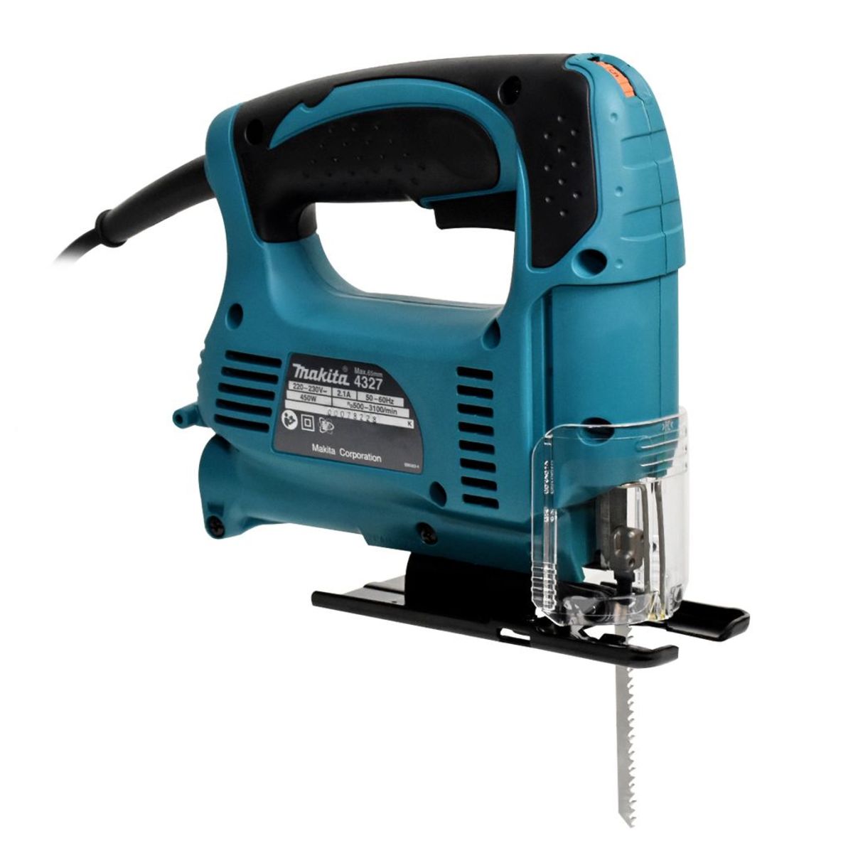 MAKITA เลื่อยจิ๊กซอว์ปรับรอบ B-TYPE กำลังไฟ 450 วัตต์ รุ่น 4327 ความยาวช่วงชัก 18 มม. (11/16 นิ้ว) ความเร็วช่วงชัก 500 - 3,100 จังหวะ/นาที ม
